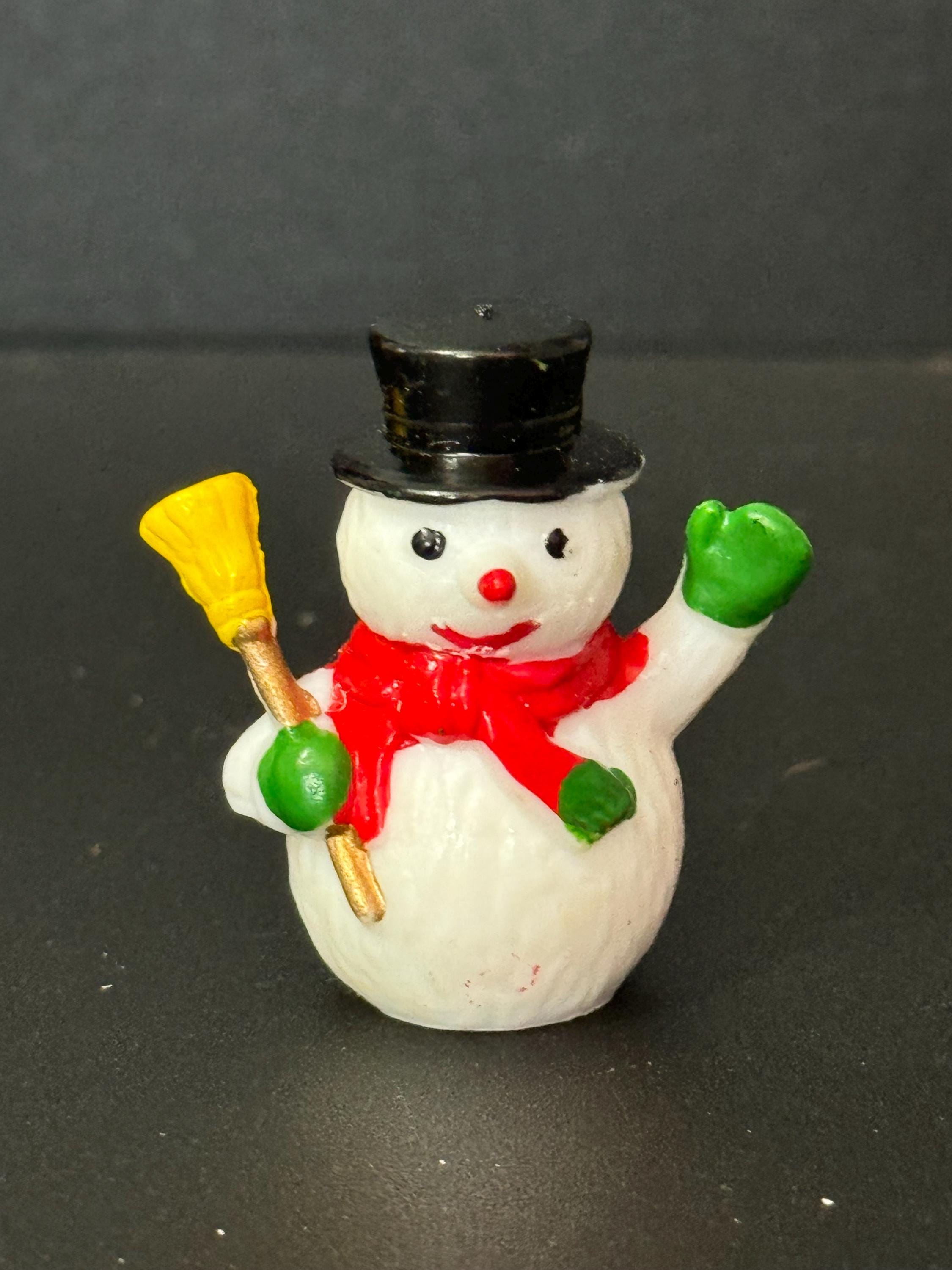 Vintage Christmas Snowman kitsch plastic cake topper decoration home baking