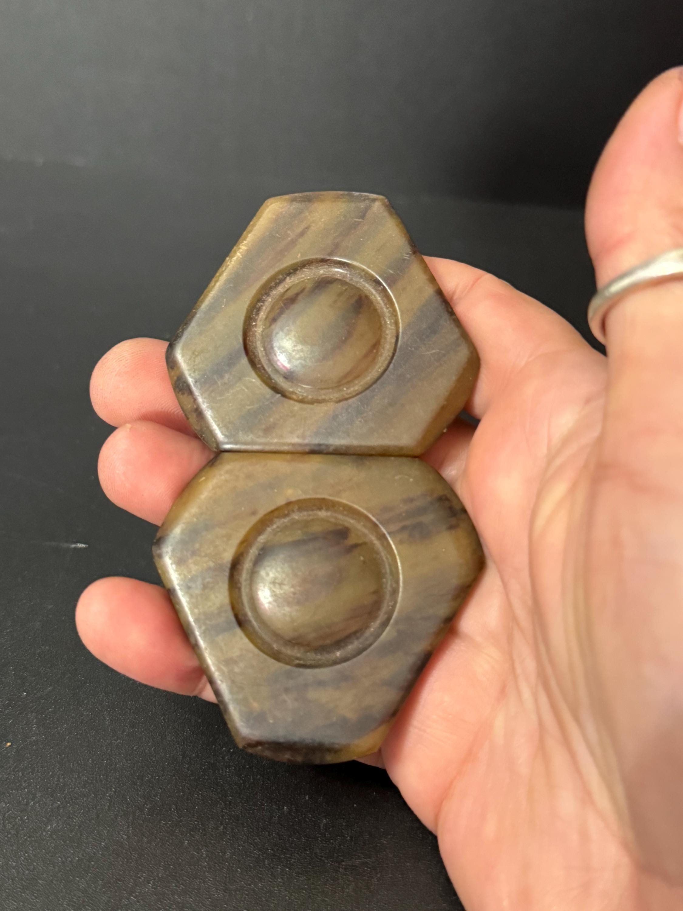 Large Art Deco 2 part BROWN early celluloid plastic belt buckle