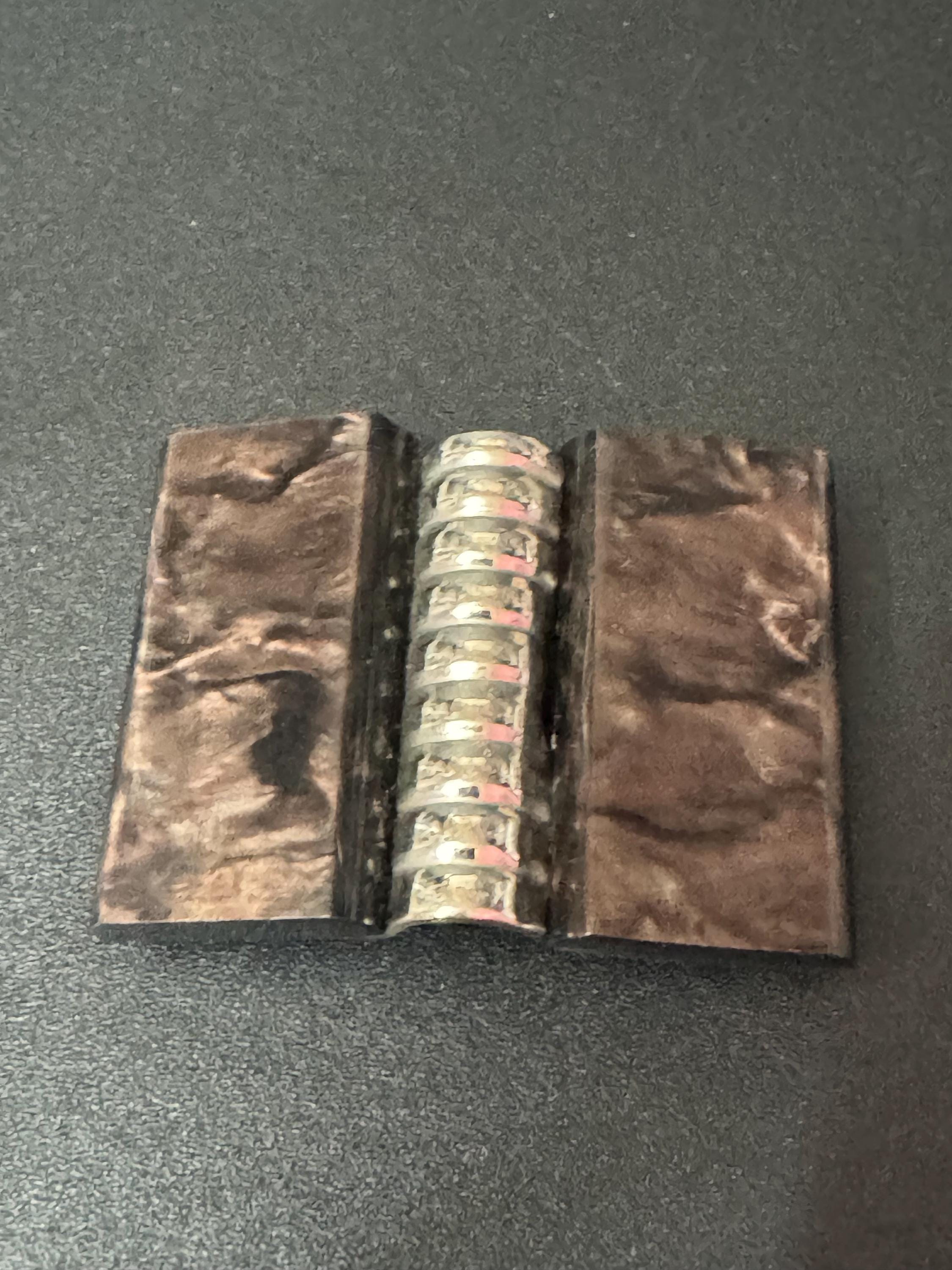 True Art Deco 2 part BROWN early celluloid plastic belt buckle chrome