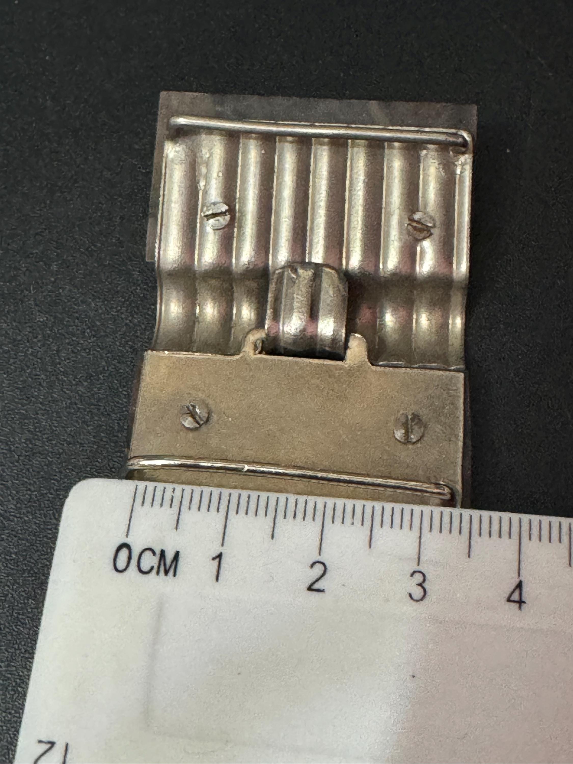 True Art Deco 2 part BROWN early celluloid plastic belt buckle chrome