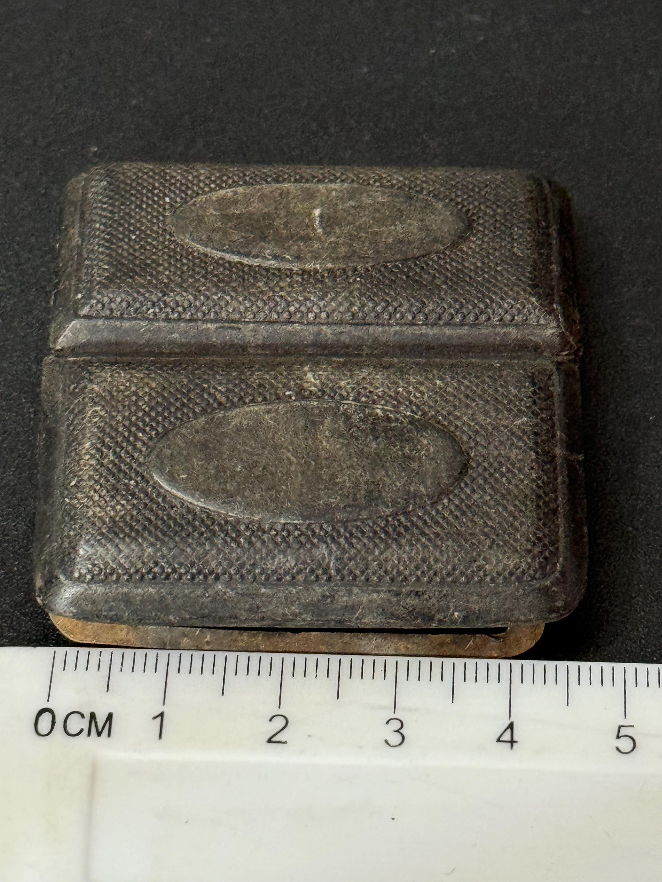 True Art Deco 2 part BROWN early celluloid and metal plastic belt buckle