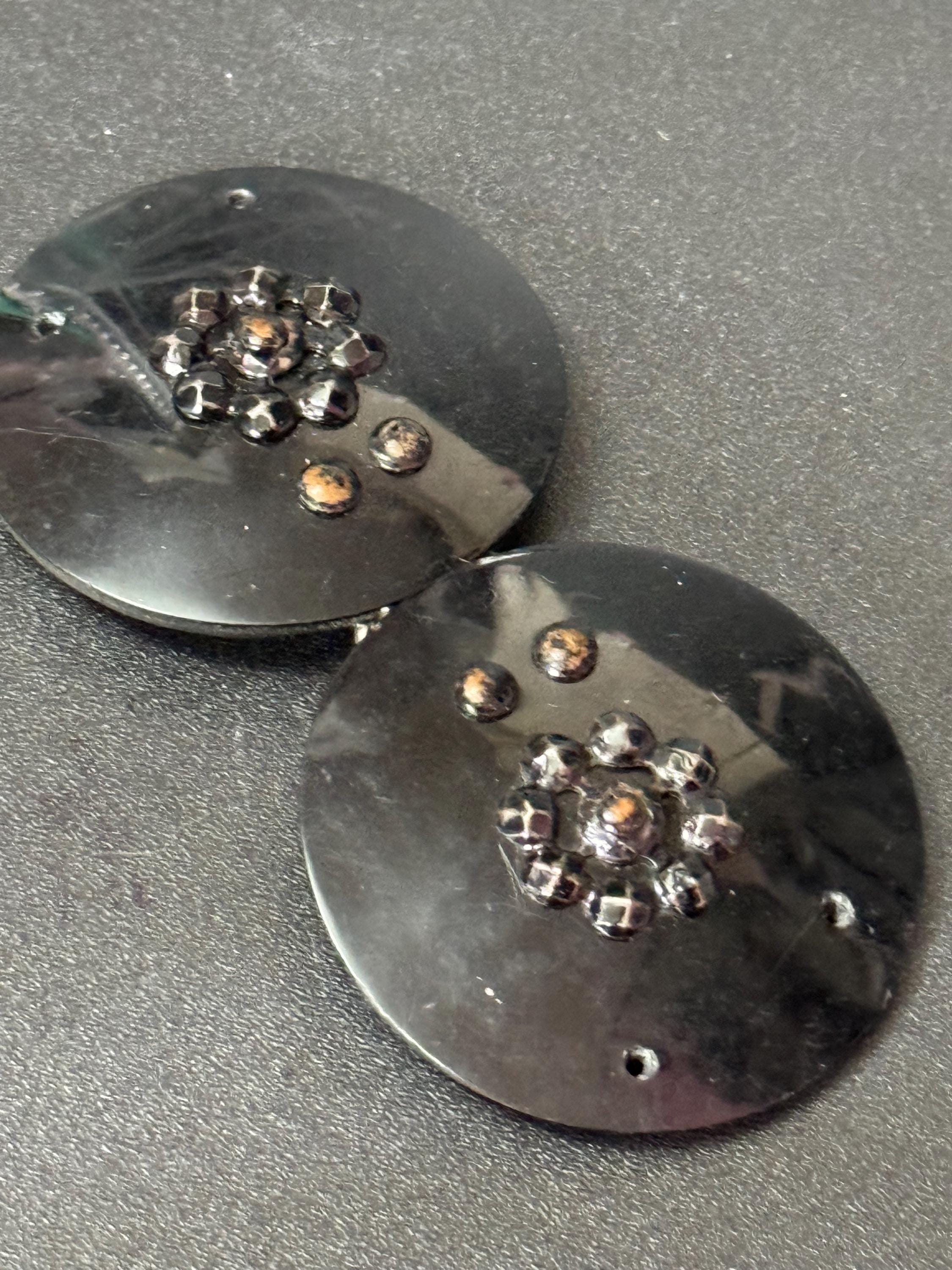 True Art Deco 2 part BLACK early celluloid plastic belt buckle