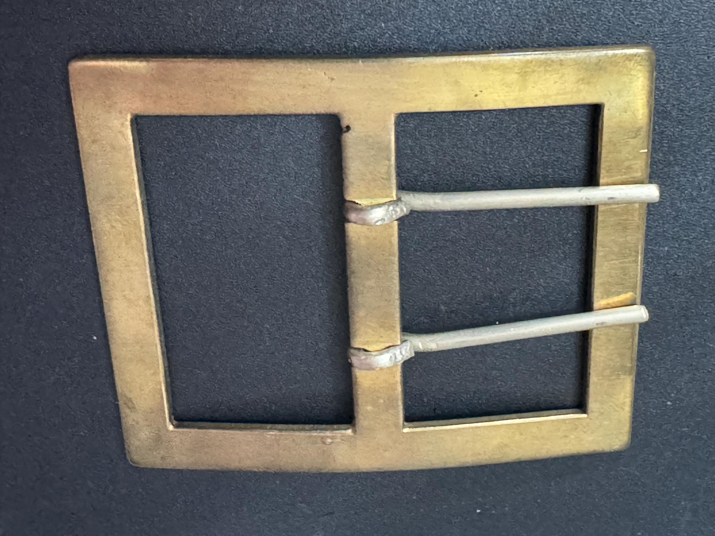Oversized Antique Vintage gold Tone brass rectangular Belt Buckle Belt Haberdashery