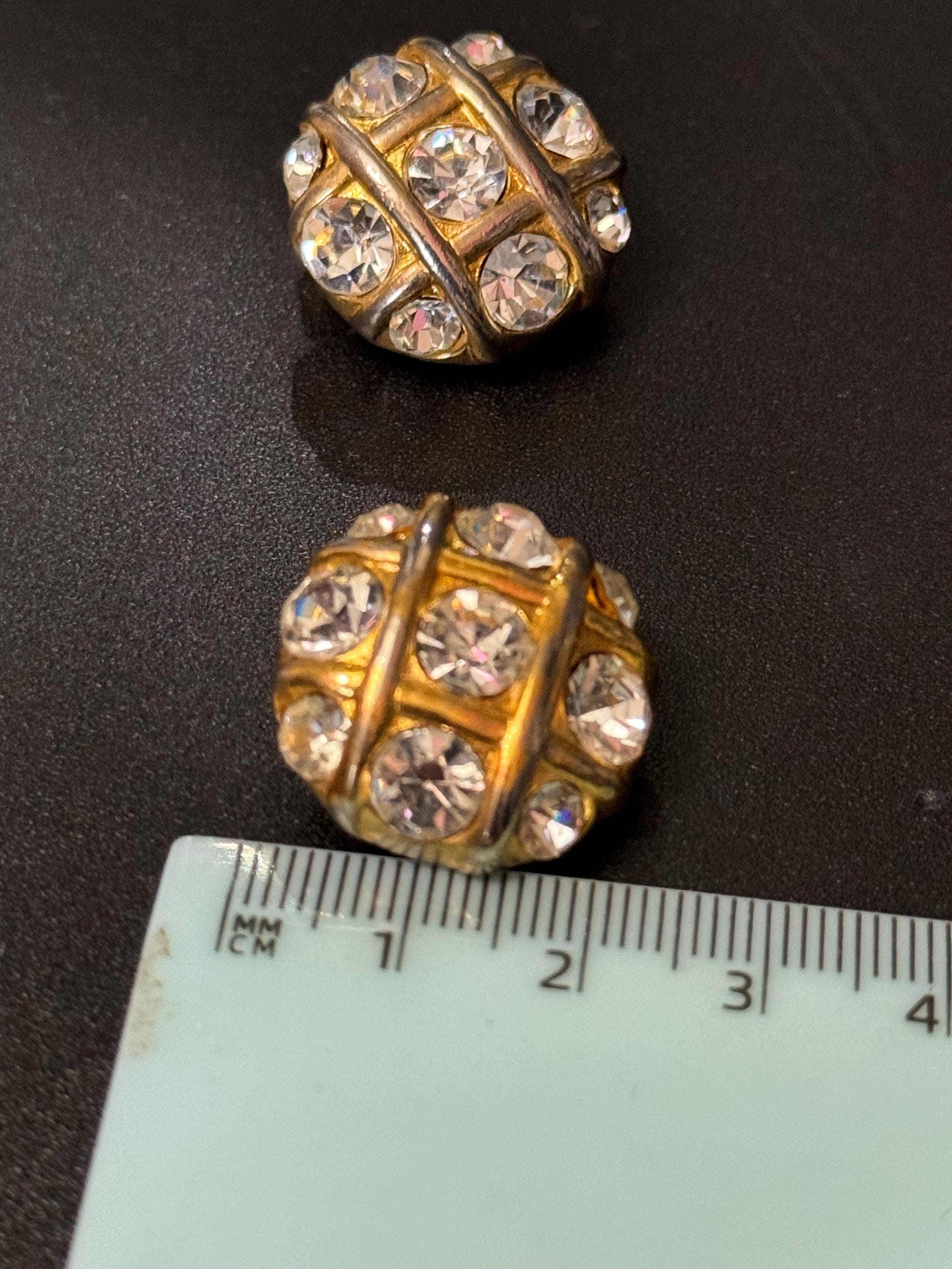 Clear Diamanté paste gold tone round Clip On Earrings