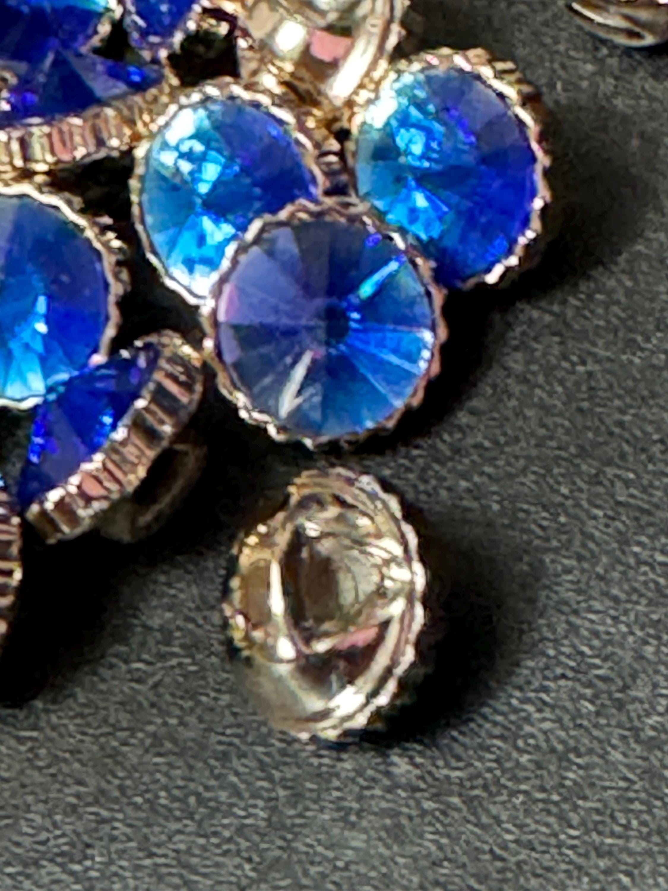 Pack of 10 - 12mm Sapphire Blue Rivoli Diamond Acrylic Crystal Buttons with Gold Tone Casings