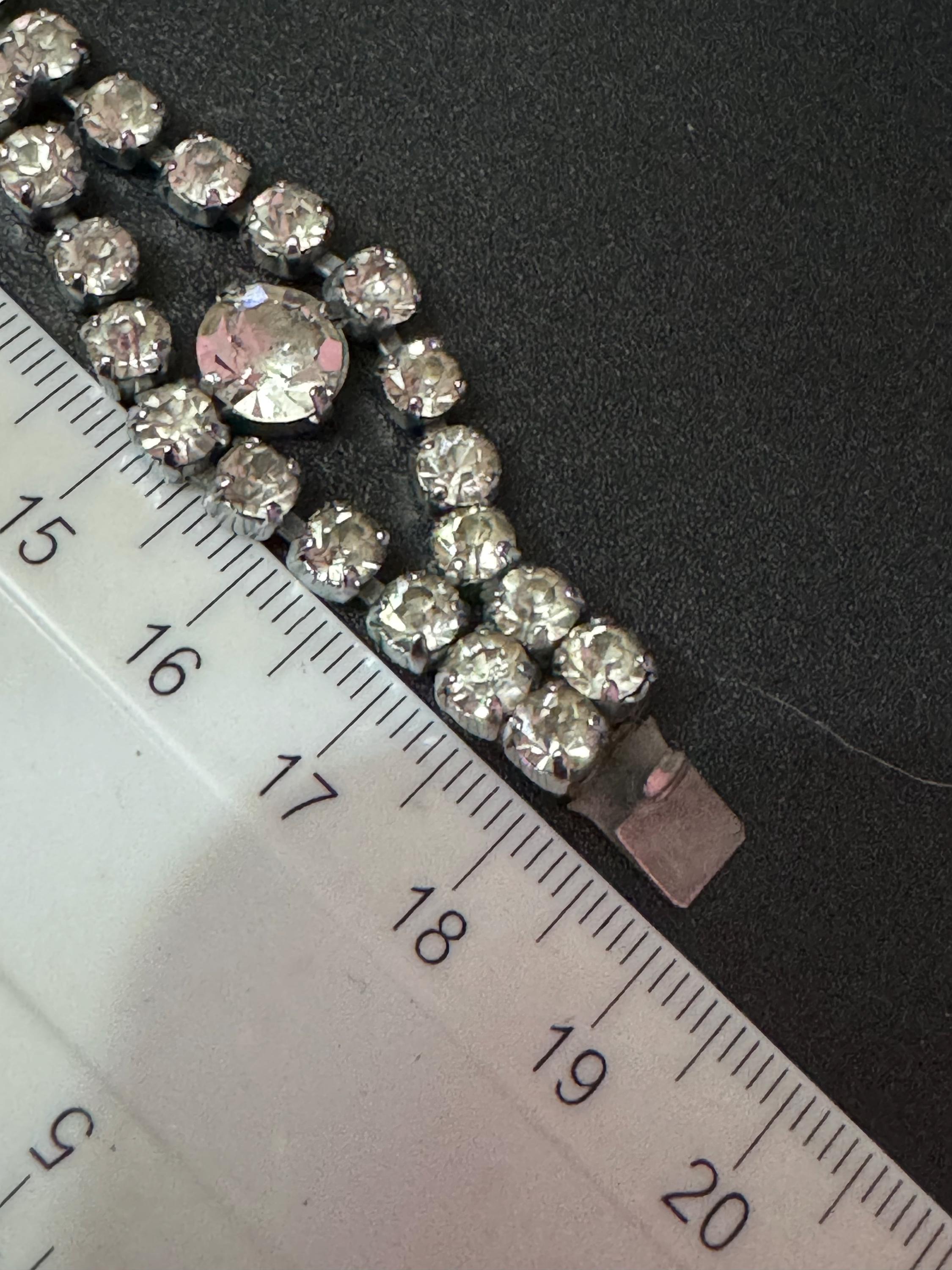 Vintage clear Diamanté silver tone rhinestone set cocktail Bracelet 19cm