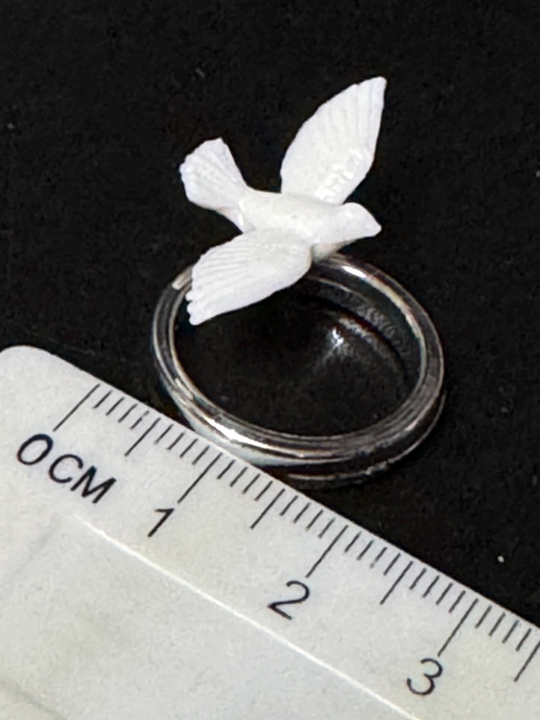 Vintage traditional silver plastic Wedding ring and dove bird anniversary Cake topper decoration