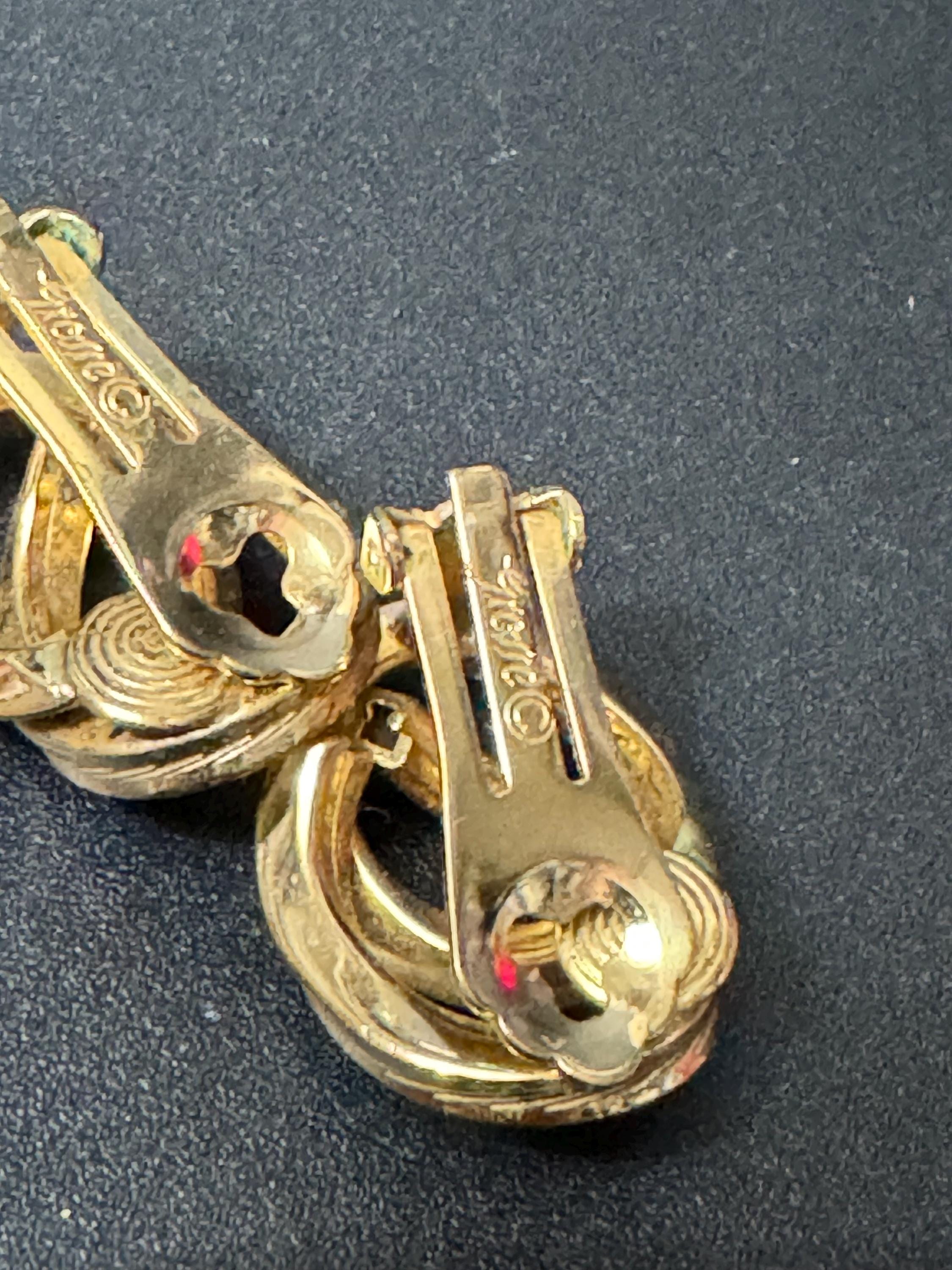 Signed GROSSE German designer gold plated classic knot clip on stud earrings Oversized