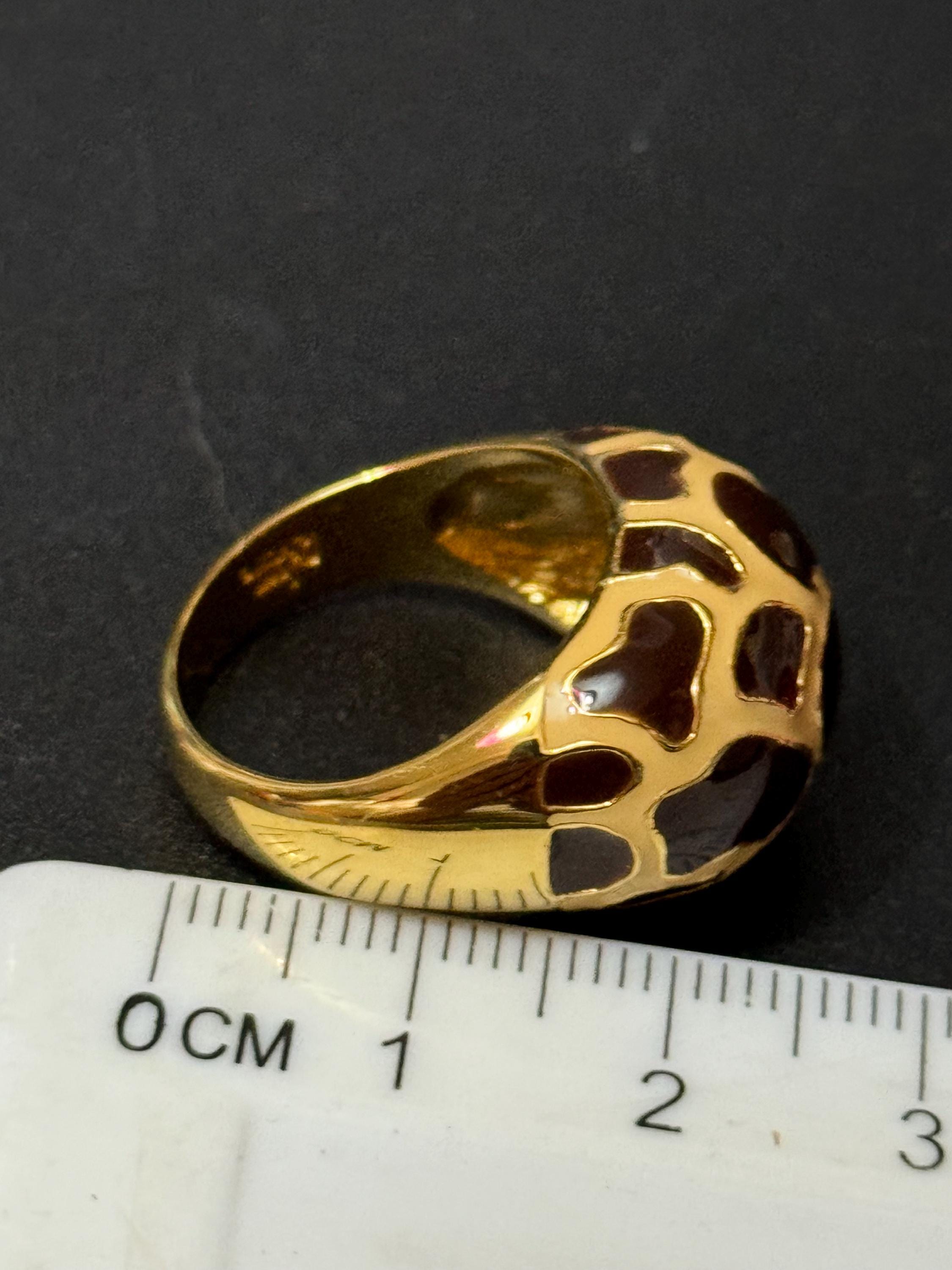 Vintage Joan rivers animal leopard print dress ring size P Q gold tone