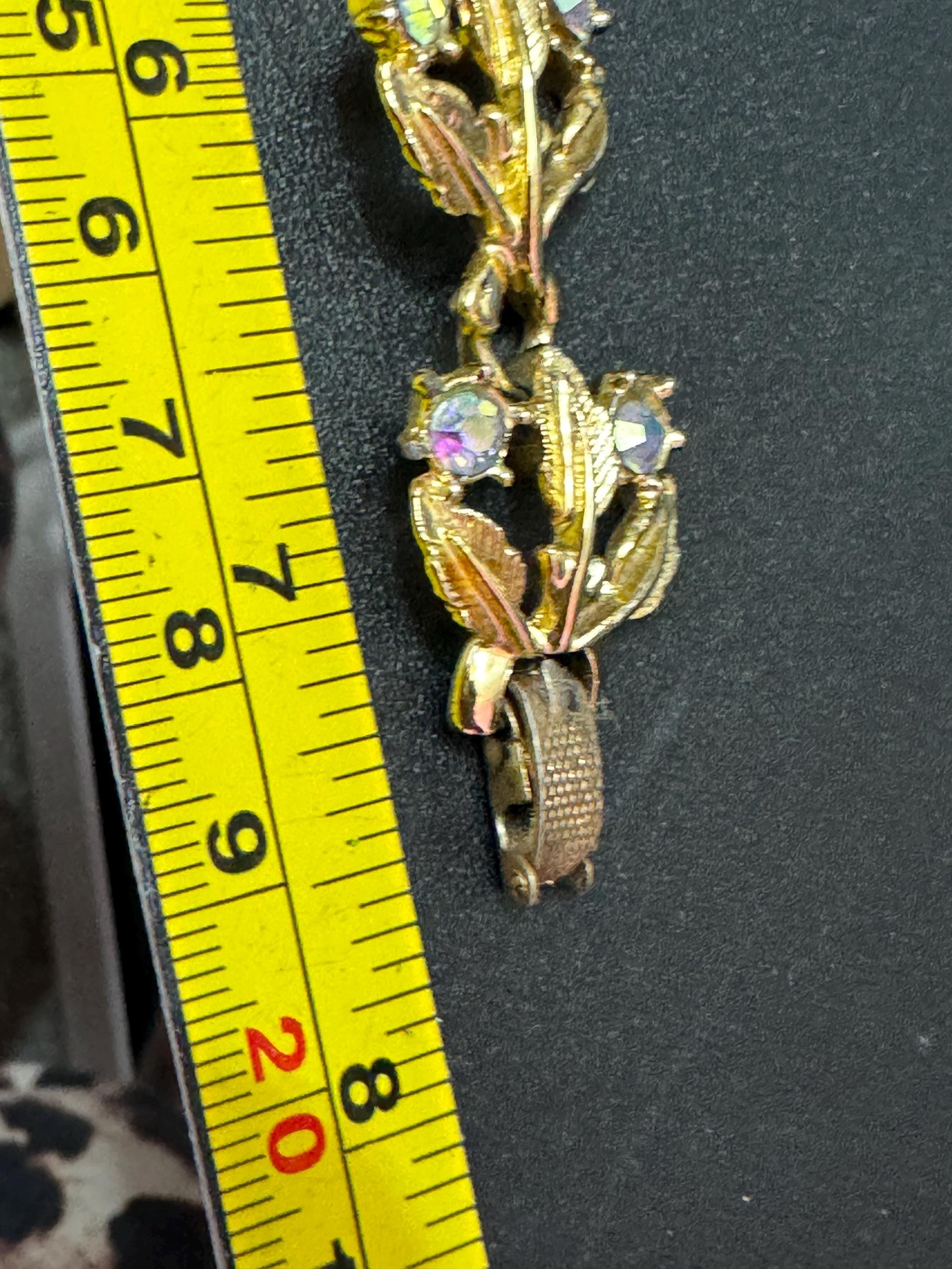 Vintage gold tone mid century AB diamanté panel link bracelet