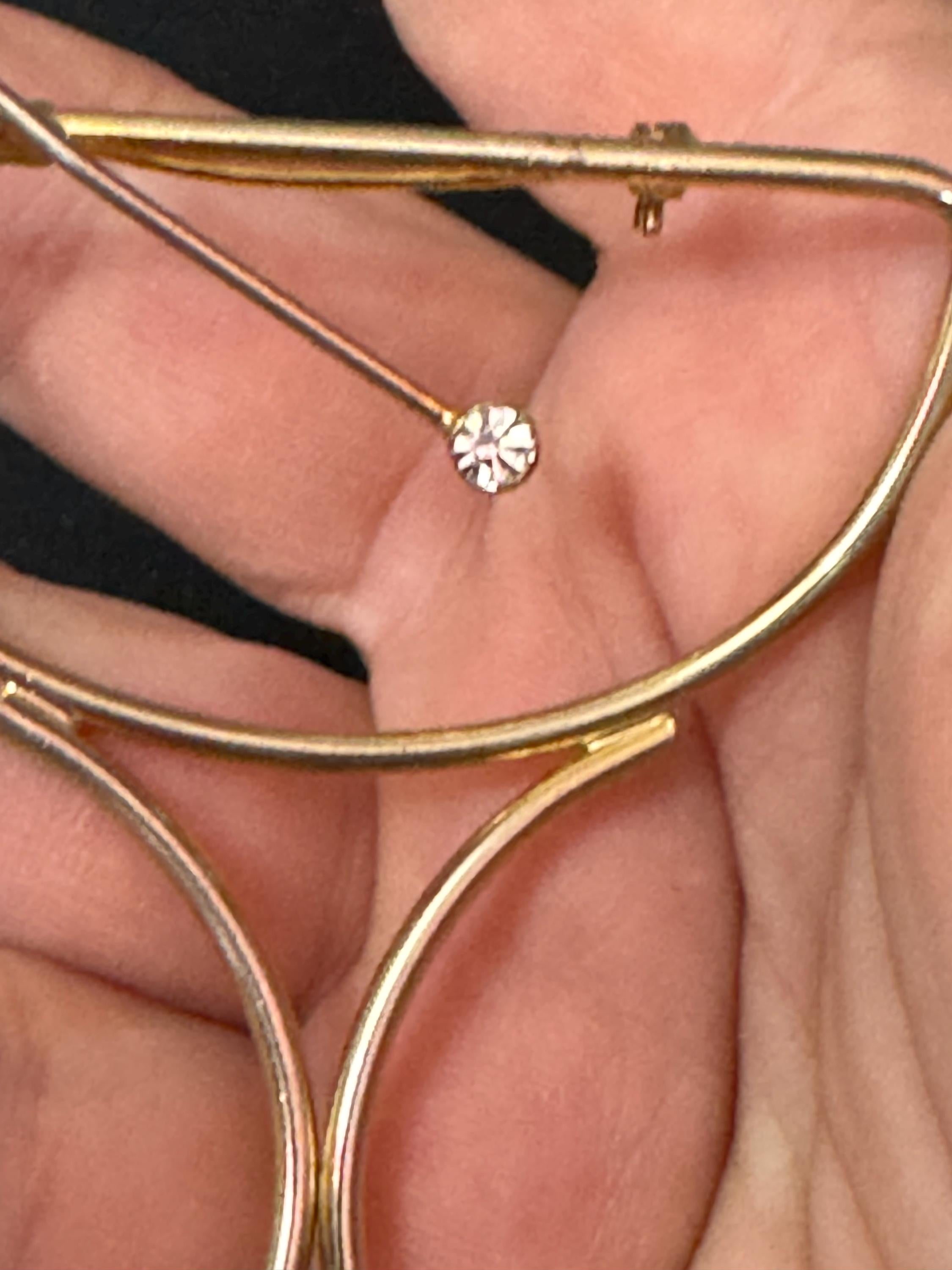 oversized Champagne Gin Martini Cocktail Glass gold tone brooch with clear diamanté   Ideal 18th or 21st birthday gift 1980s 1990s