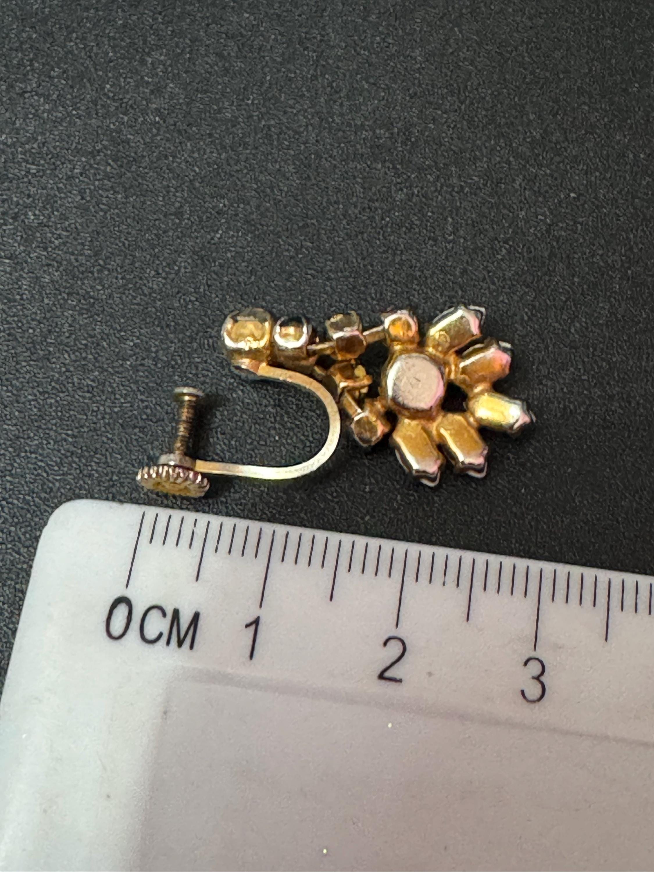 Vintage Art Deco Emerald Green Rhinestone Clip On Earrings