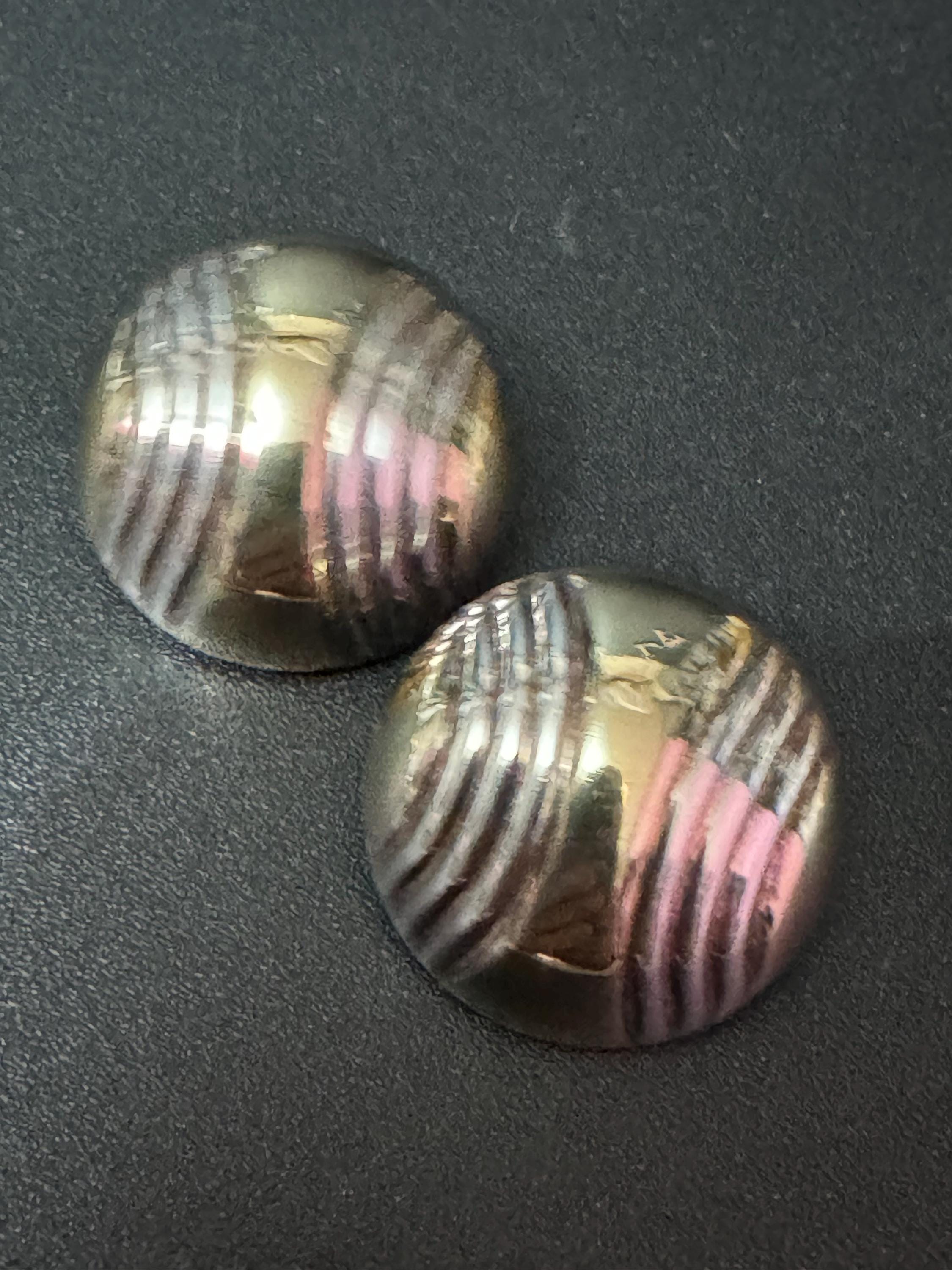 Vintage 925 modernist textured sterling silver clip on earrings 2.5 hollow