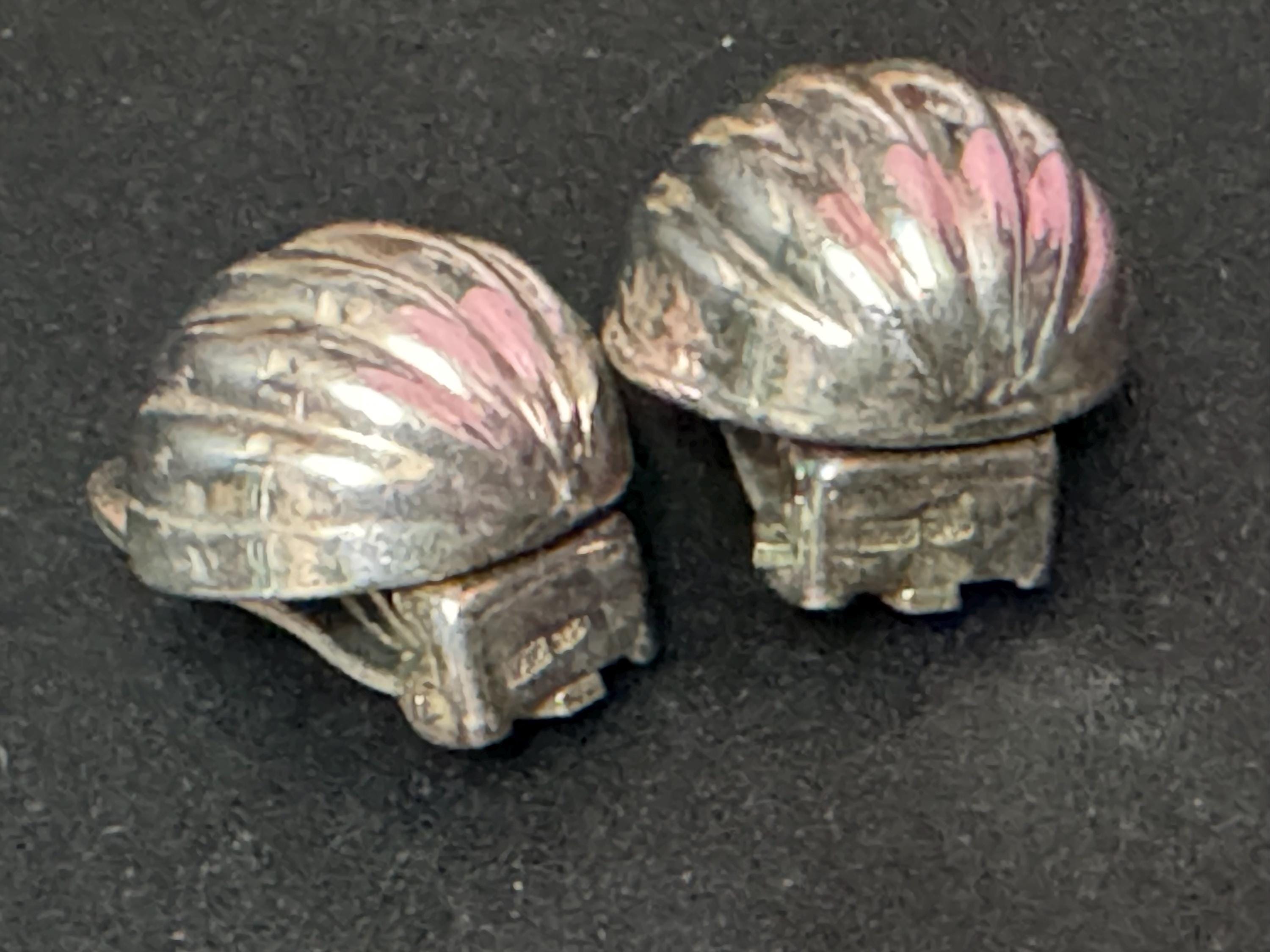 Small Vintage 925 domed pumpkin shape sterling silver clip on earrings 1.5cm