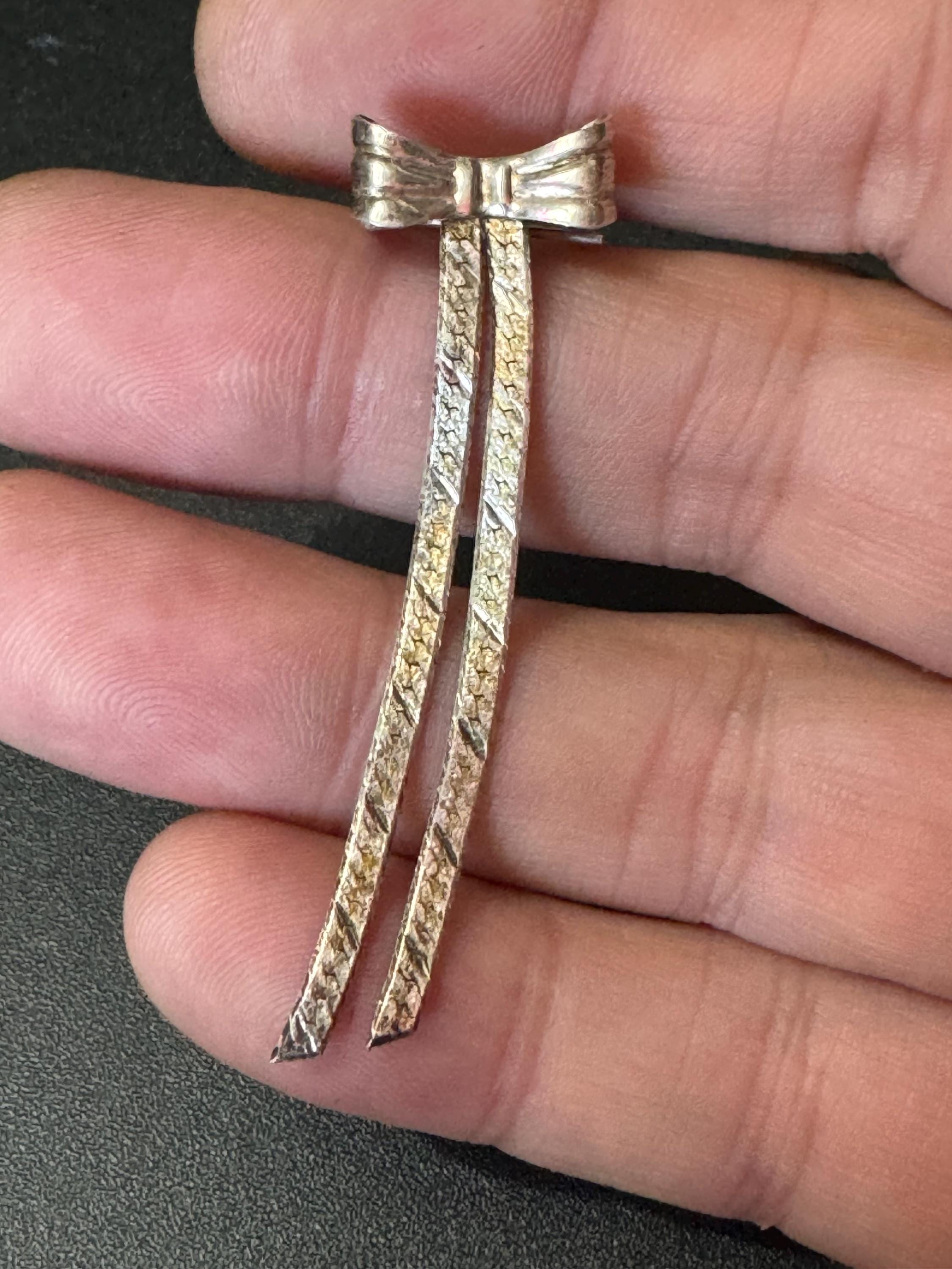 vintage italian sterling 925 silver dainty bow brooch 5cm