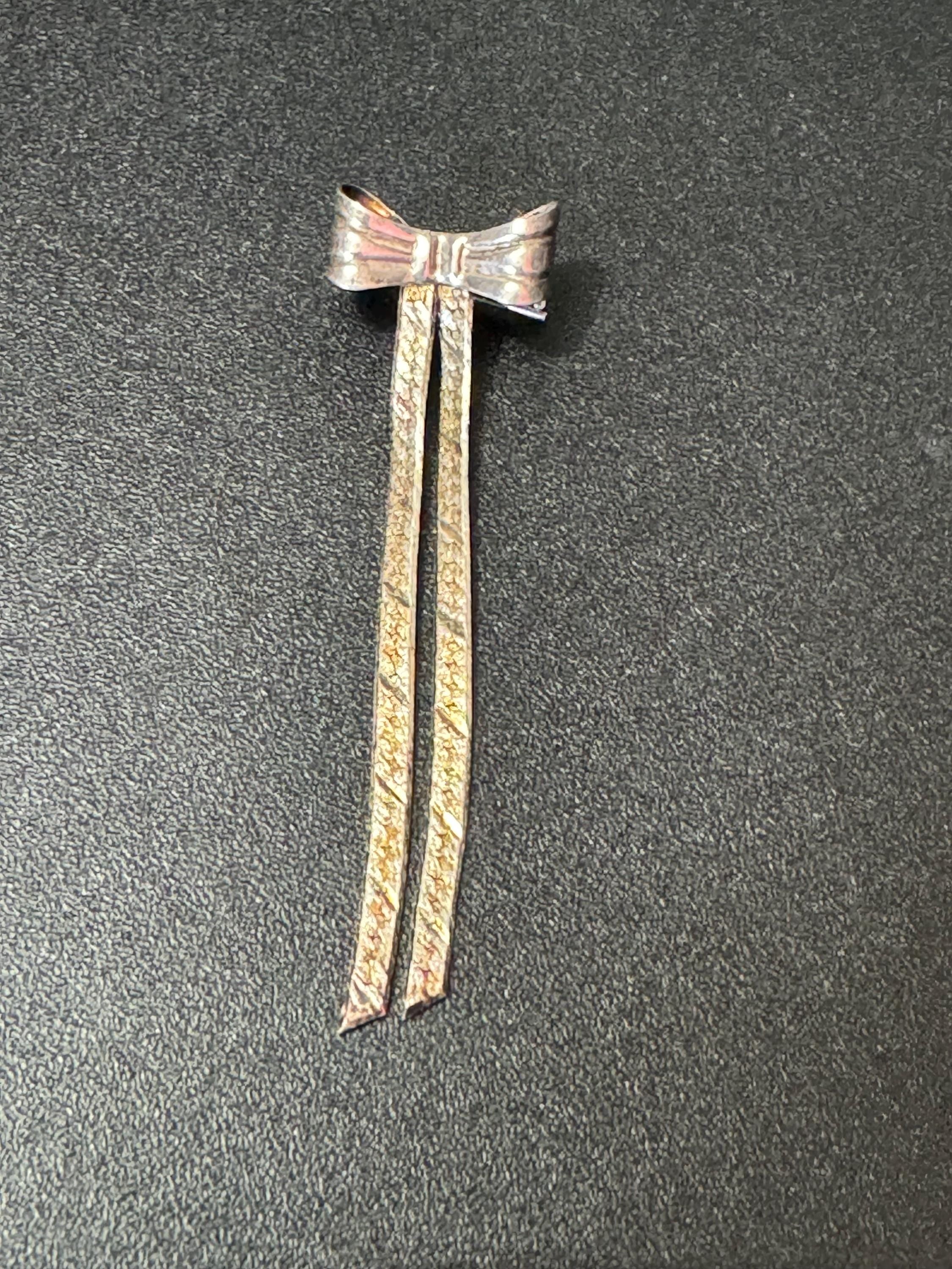 vintage italian sterling 925 silver dainty bow brooch 5cm