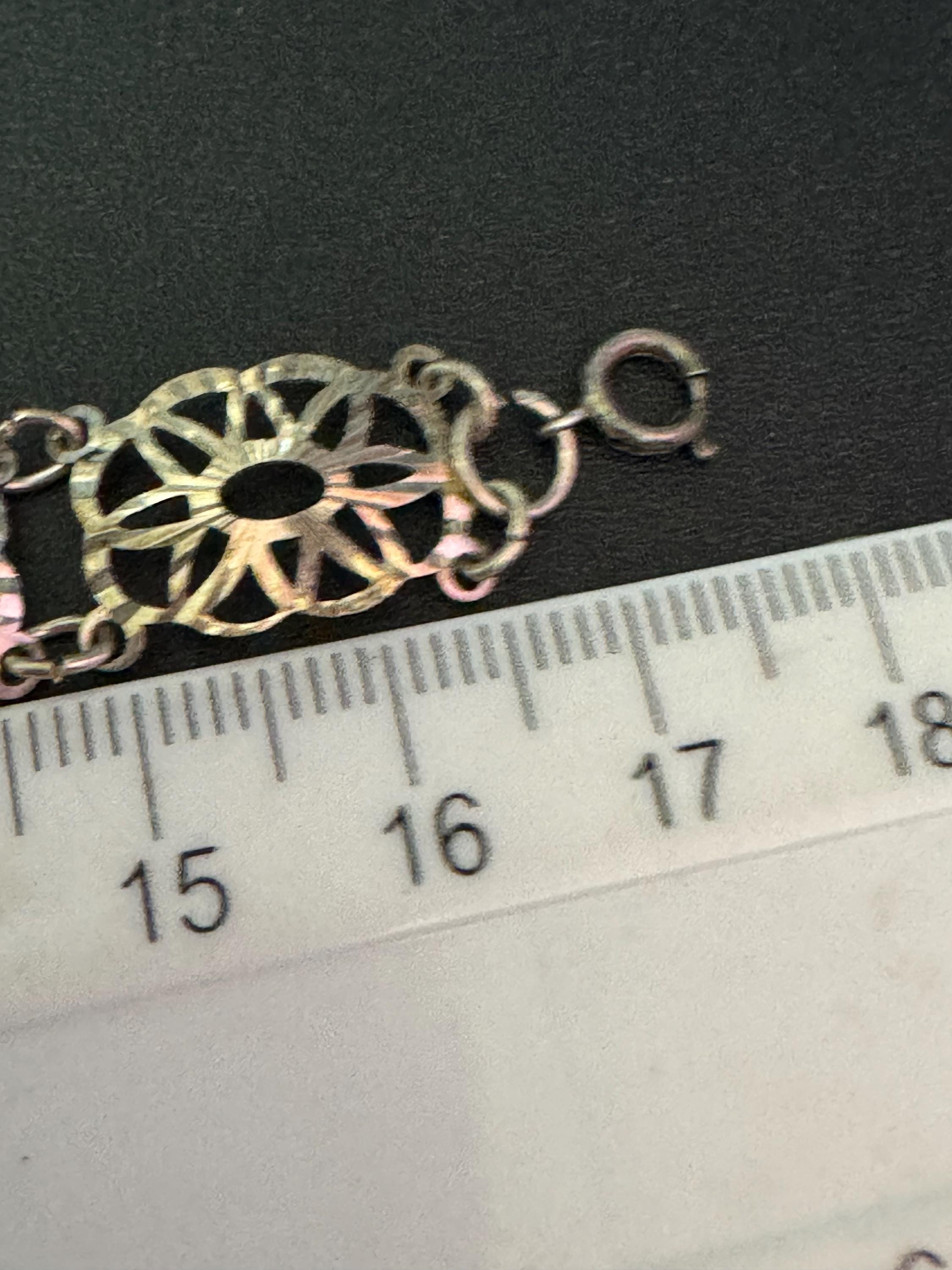 Vintage dainty 925 sterling silver cut out filigree panel link bracelet 17.5cm 4.9 grams