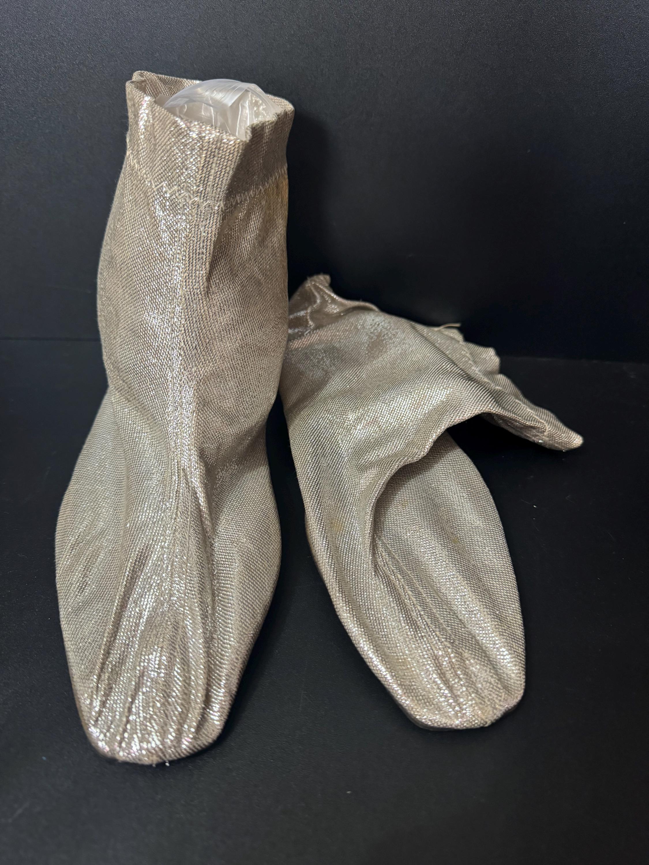 USA size 8-9 champagne gold lurex disco booties shoes by Bertyn New York uk narrow 7.5