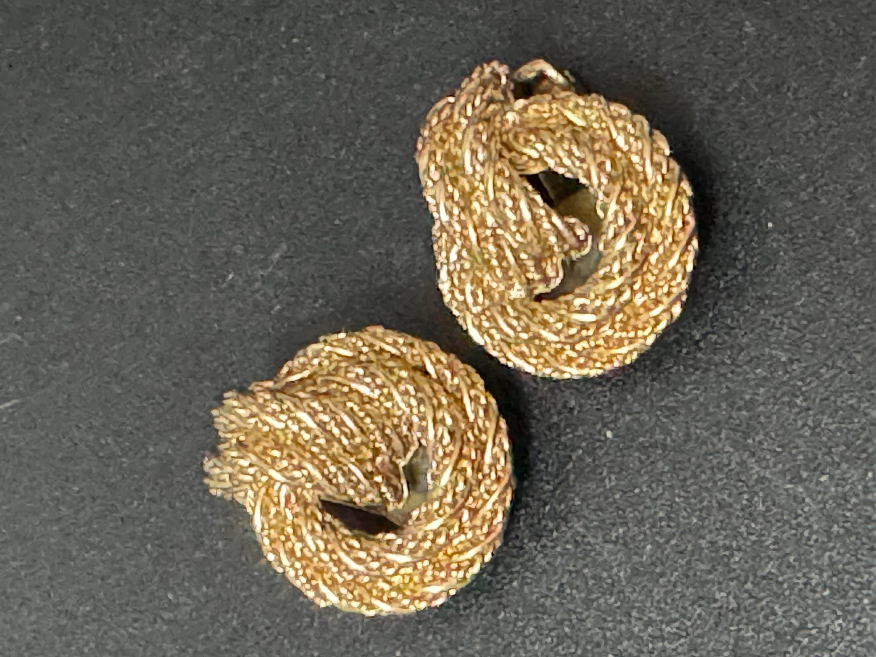 GROSSE German Designer Gold Tone Nautical Knot Clip On Earrings