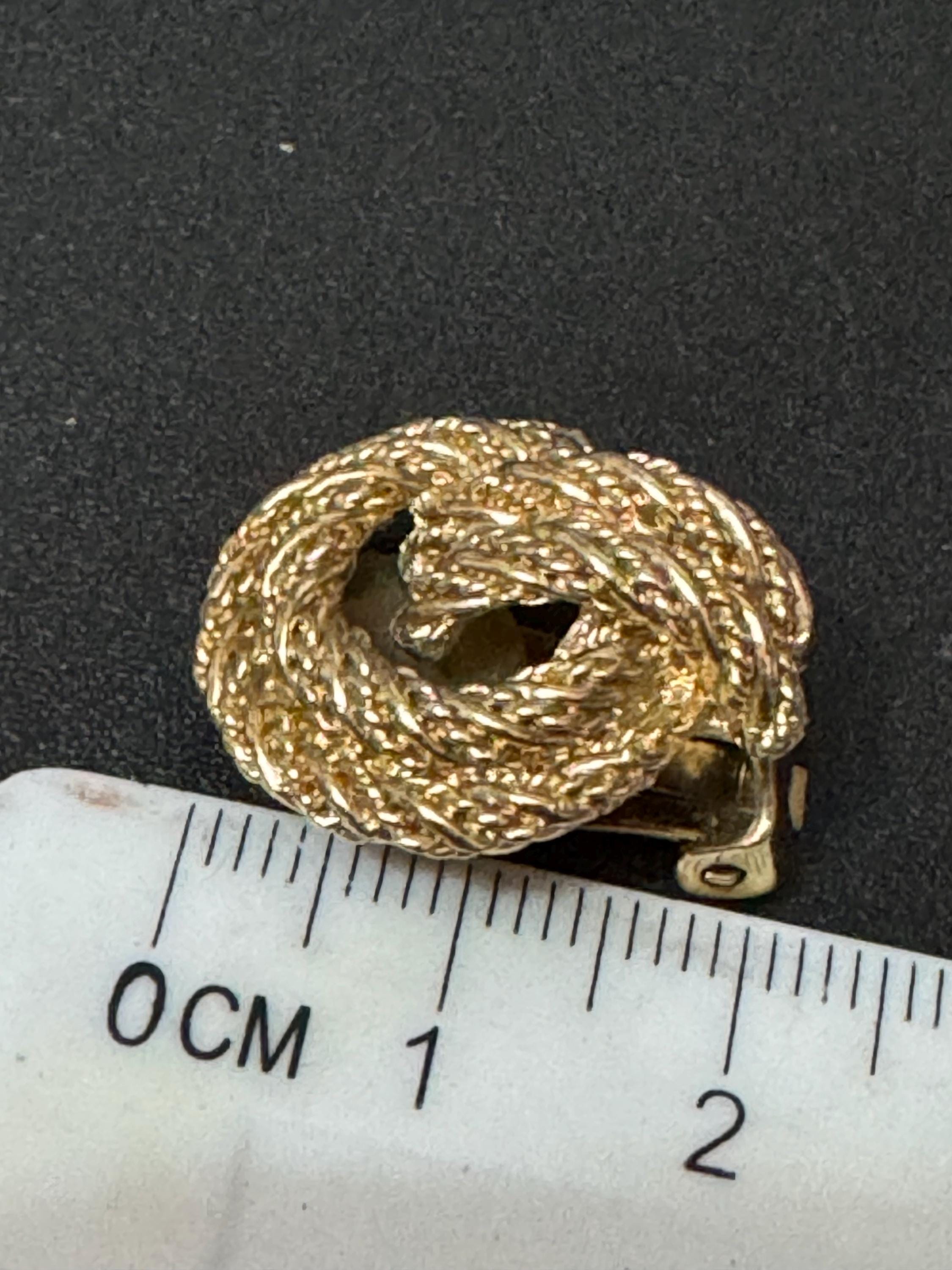 GROSSE German Designer Gold Tone Nautical Knot Clip On Earrings