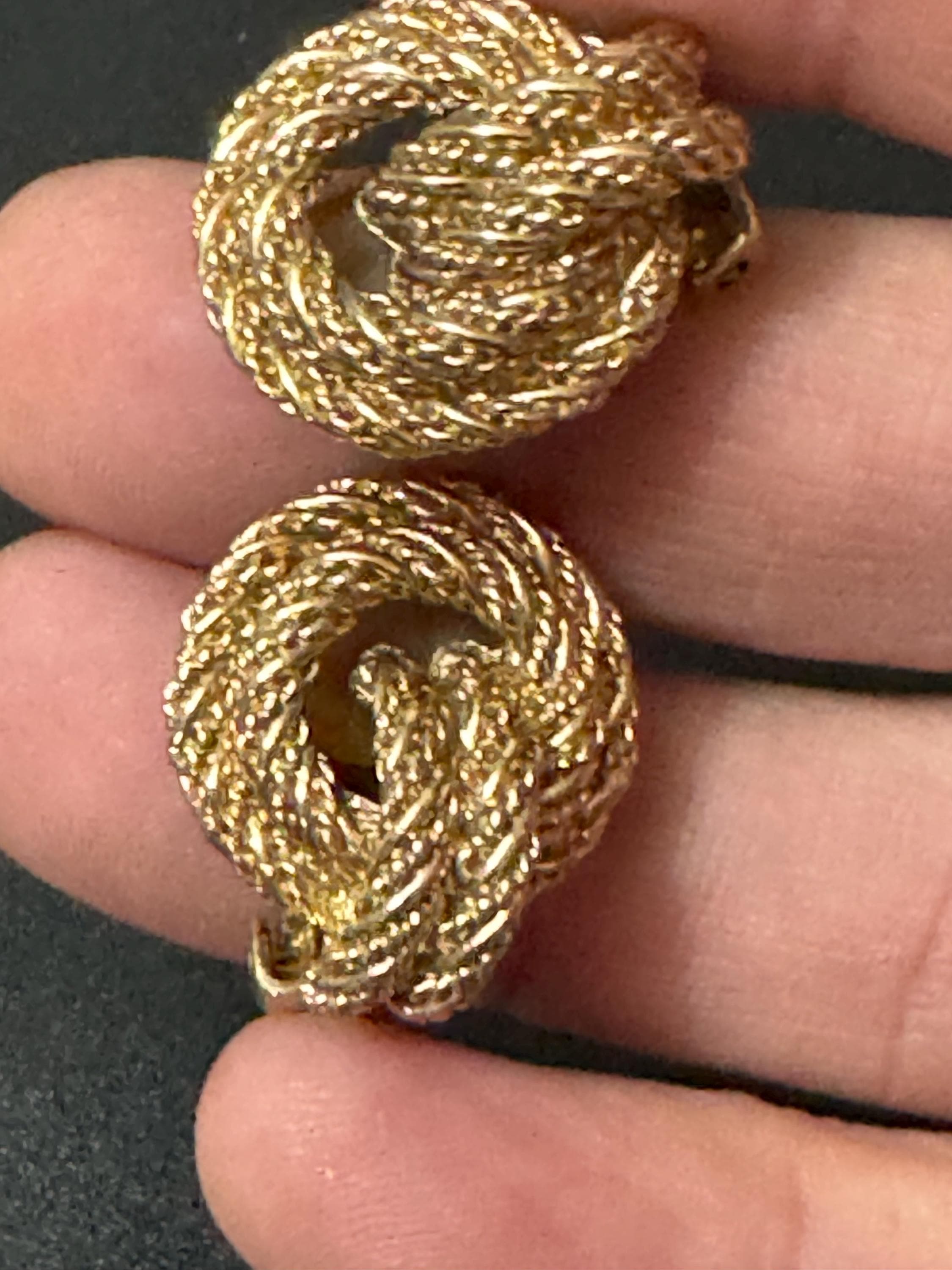 GROSSE German Designer Gold Tone Nautical Knot Clip On Earrings