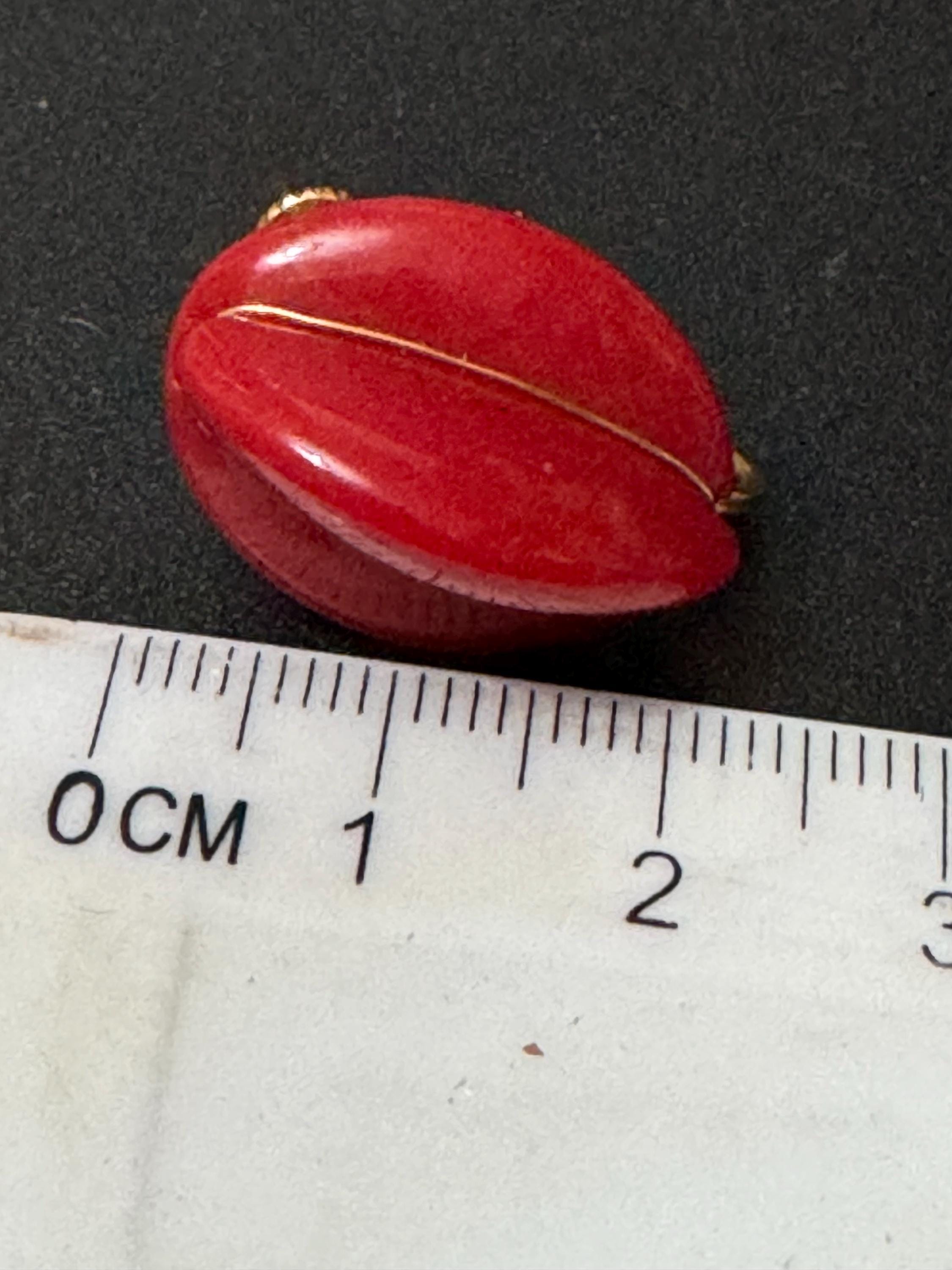 Signed NAPIER Vintage bright red plastic gold tone classic clip on earrings