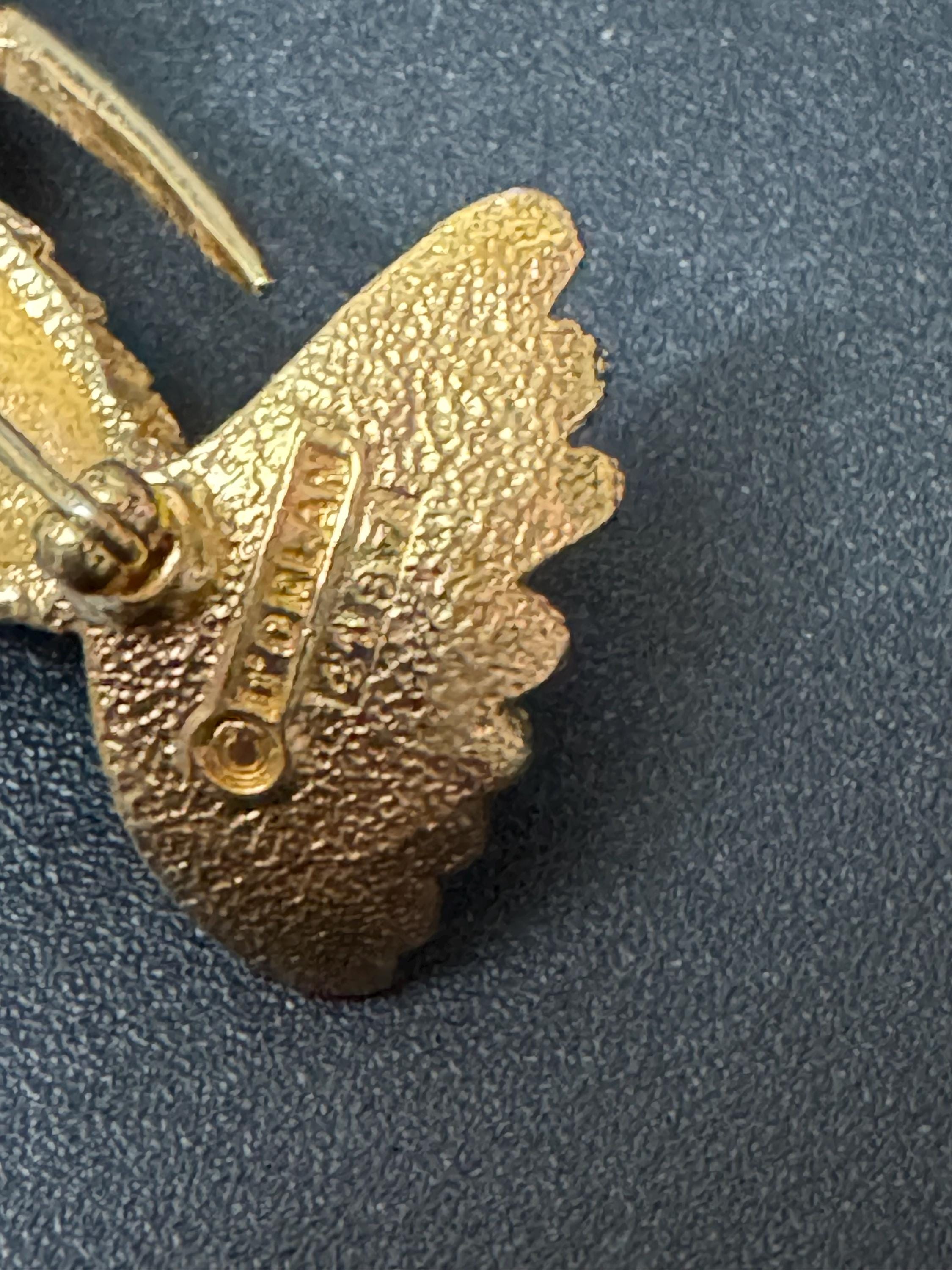 signed D'orlan Vintage green blue enamel gold tone diamanté rhinestone hummingbird brooch