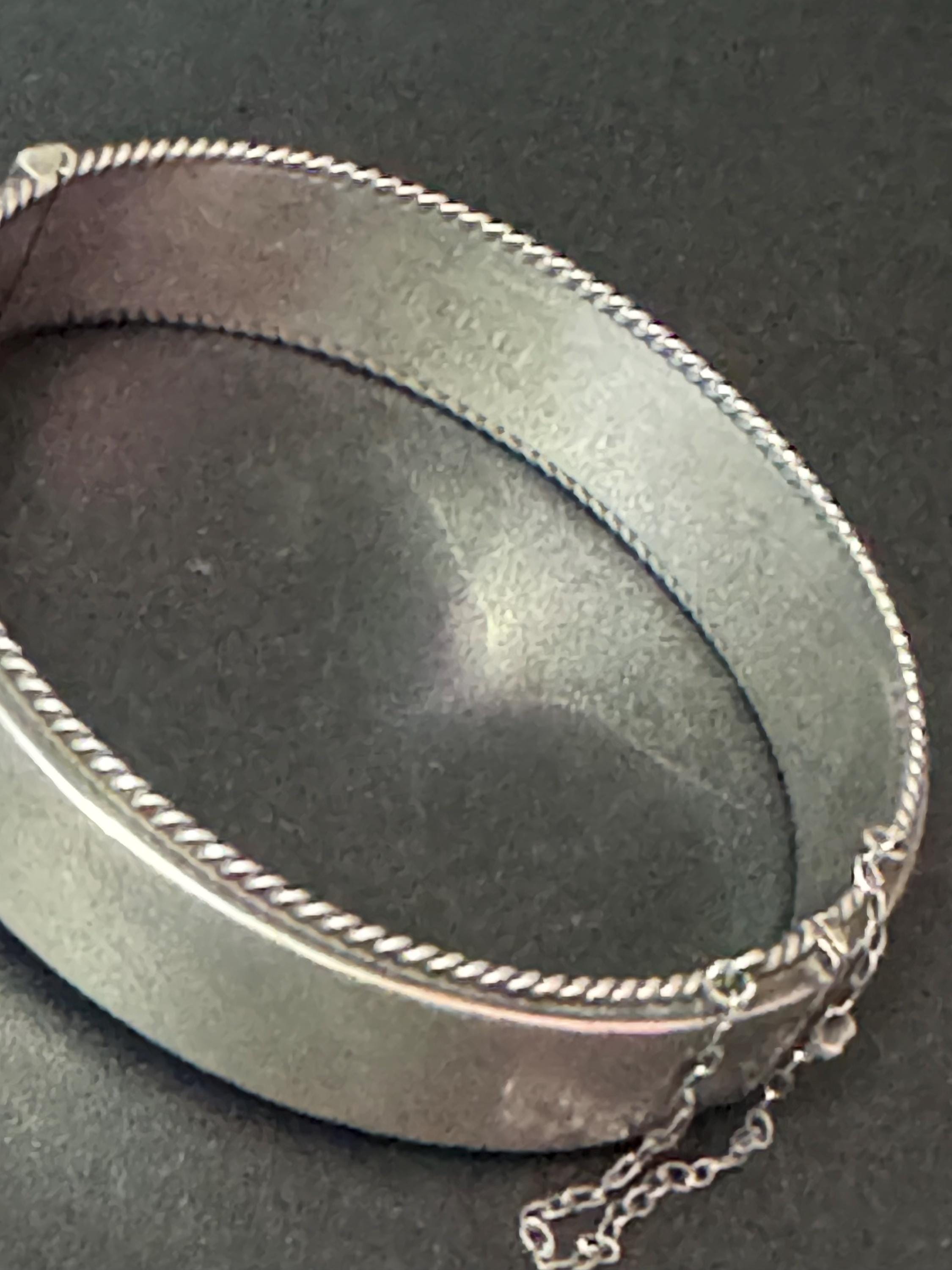 Antique wide sterling silver 925 plain curved cuff bangle full set hallmarks bracelet 24.2 grams