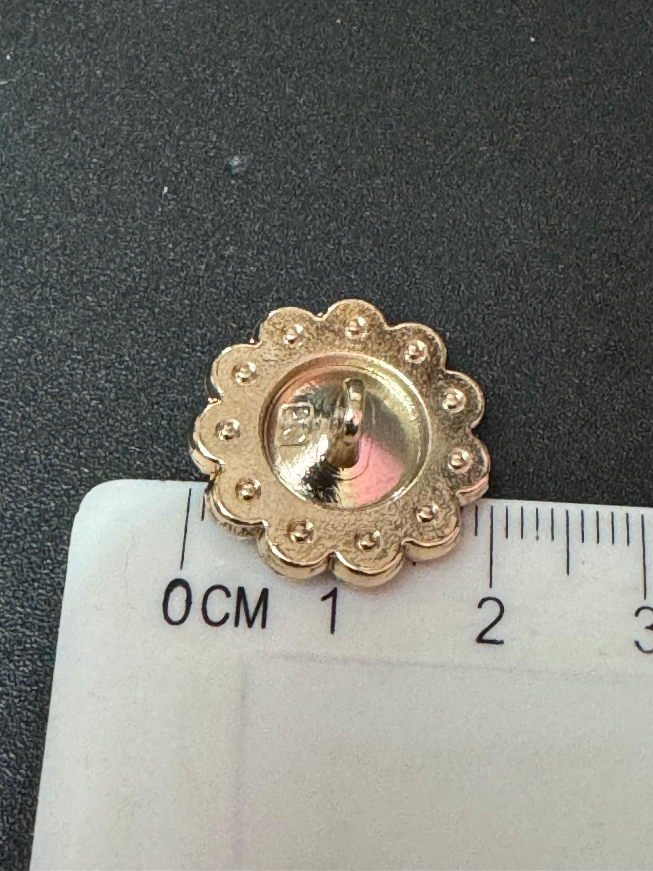 20mm clear and black Rivoli Crystal glass flower buttons, pack of 5, gold tone metal