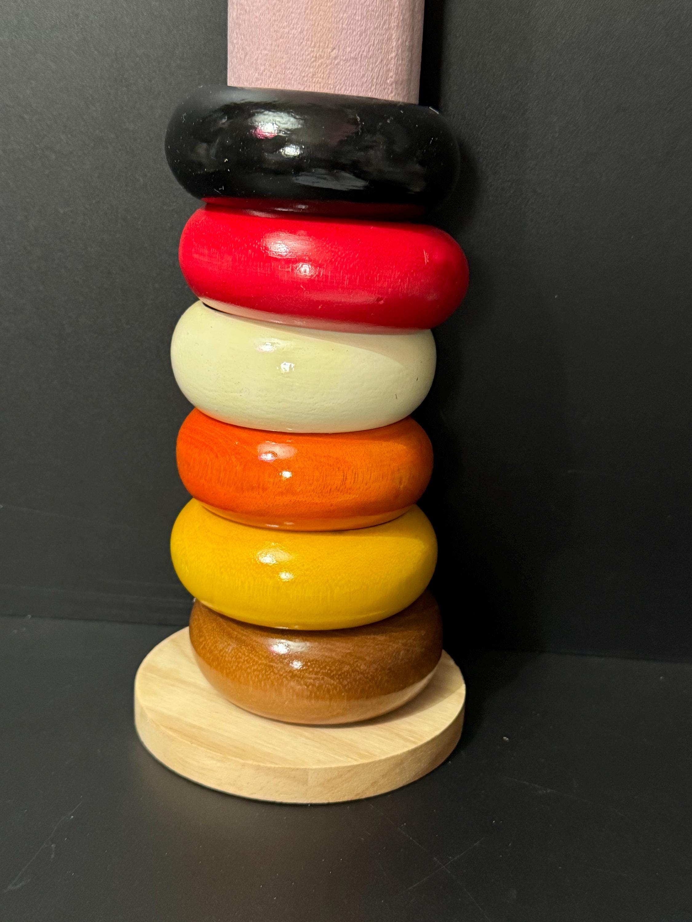 Retro 2.5cm wide coloured wooden bangles,  open cuff bracelets, create a bangle stack