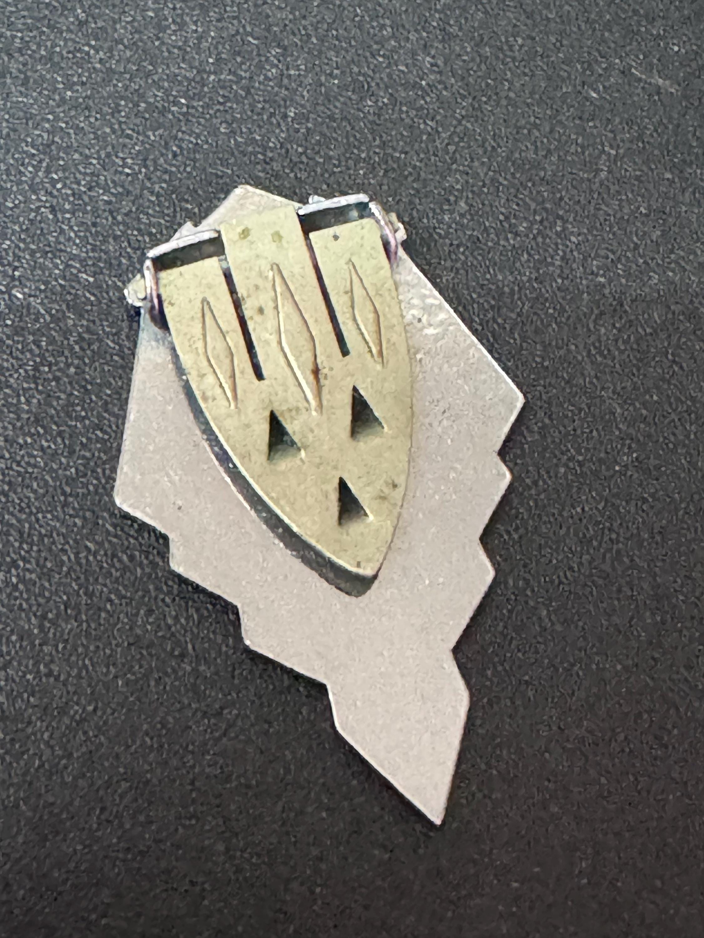 1 x Art Deco Chrome geometric fan dress clip
