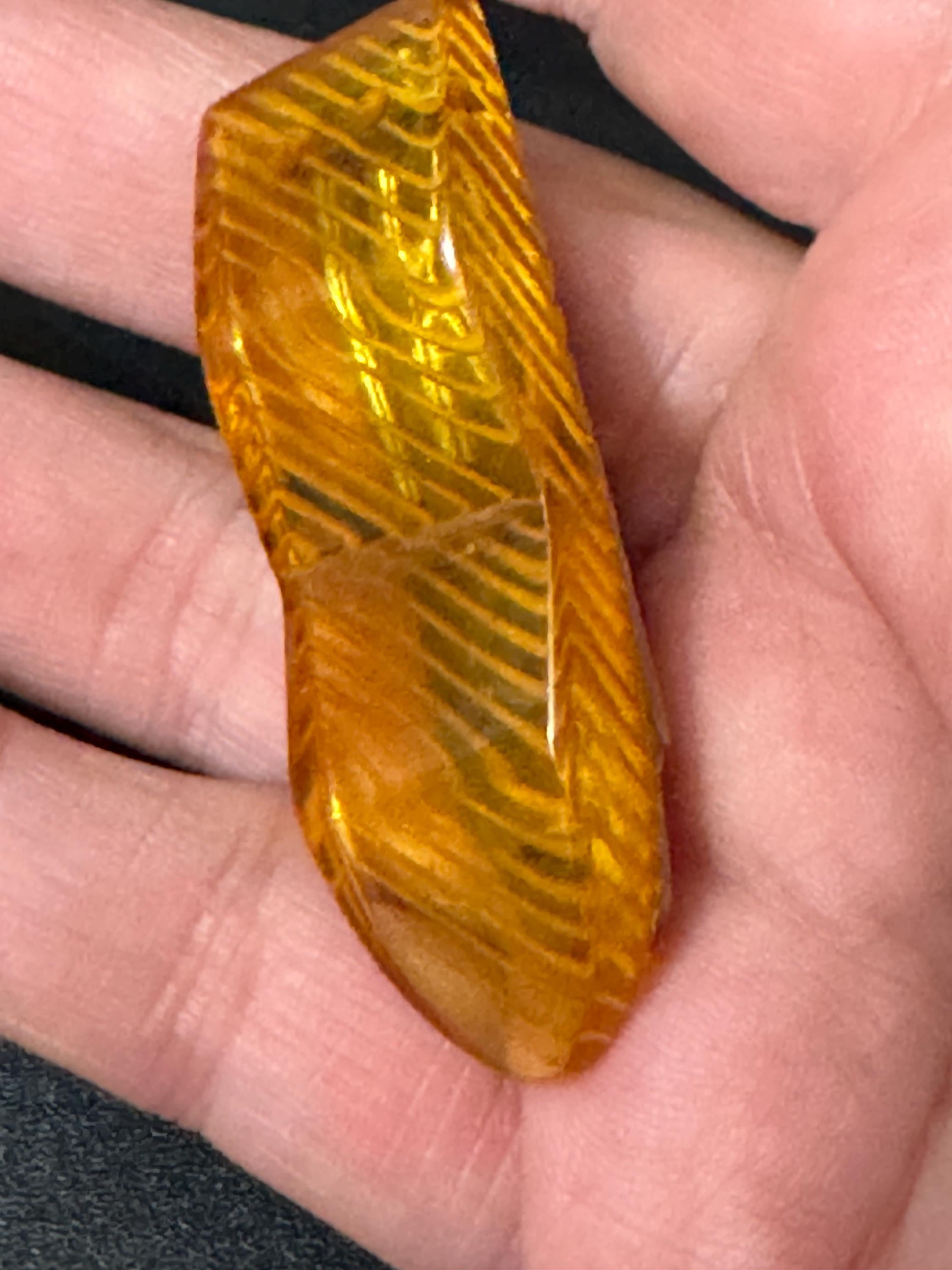 1 x Art Deco early plastic celluloid amber colour dress Clip lucite
