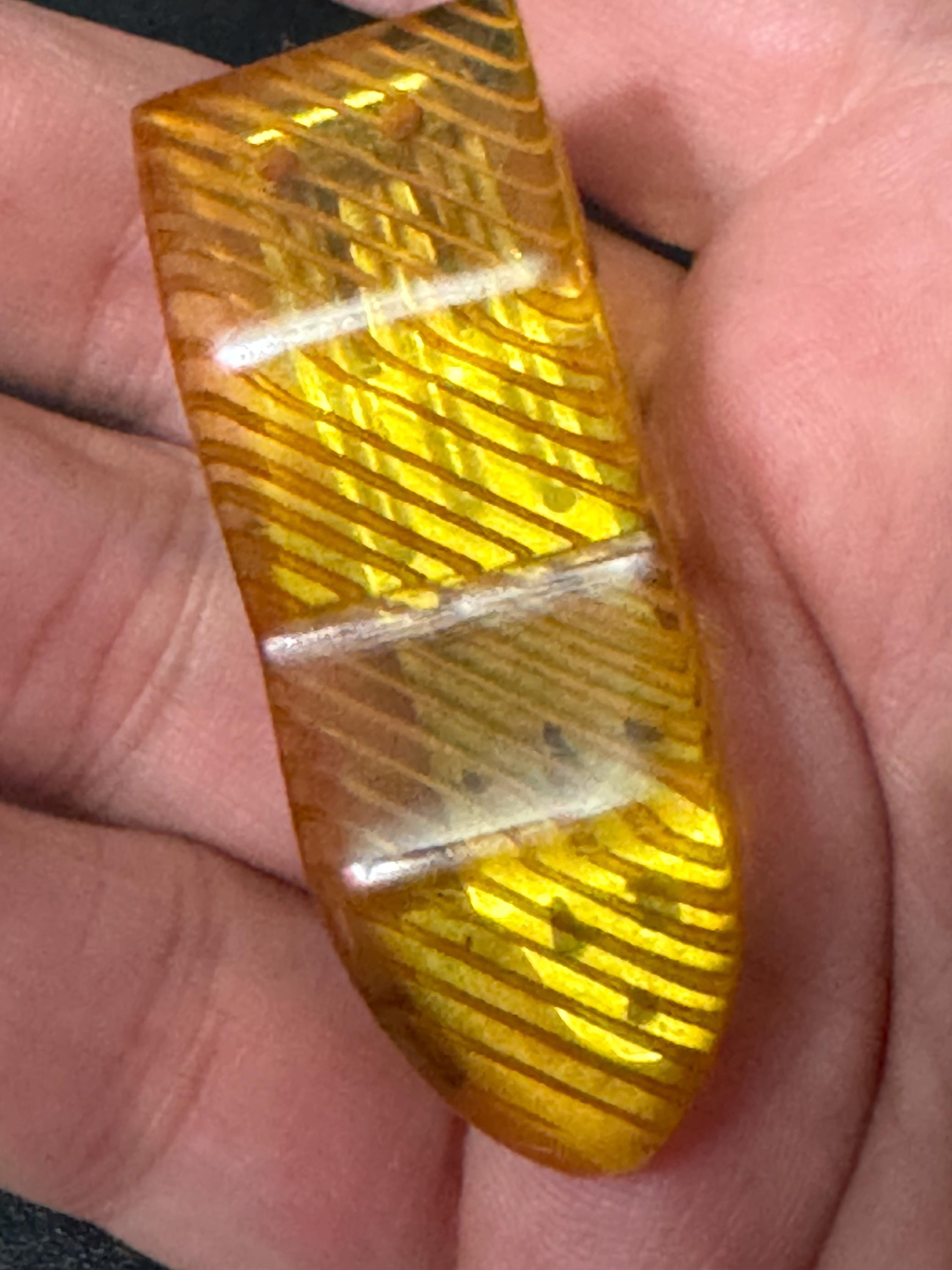 1 x Art Deco early plastic celluloid amber colour dress Clip lucite