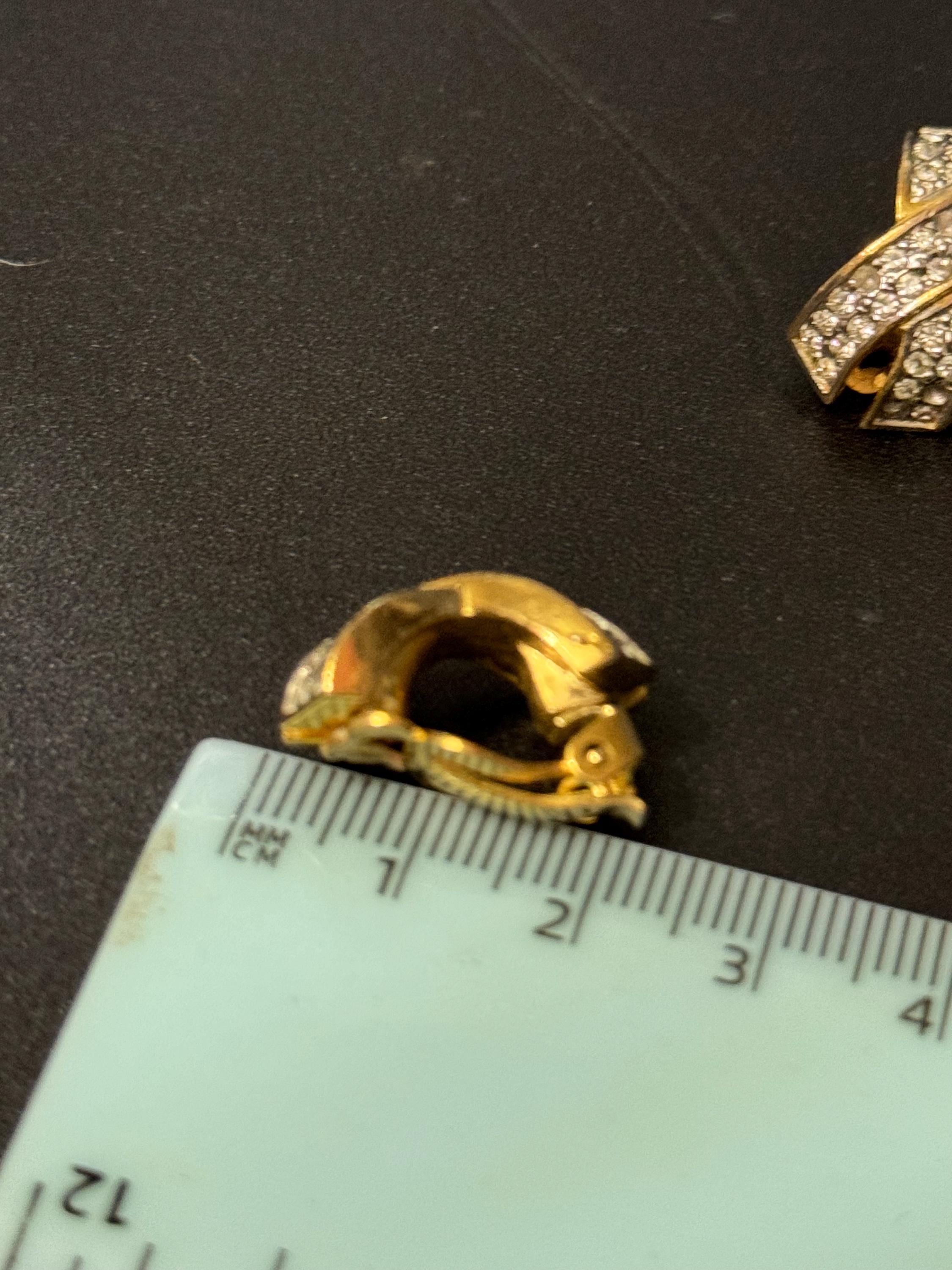 Clear Diamanté paste gold tone X cross Clip On Earrings