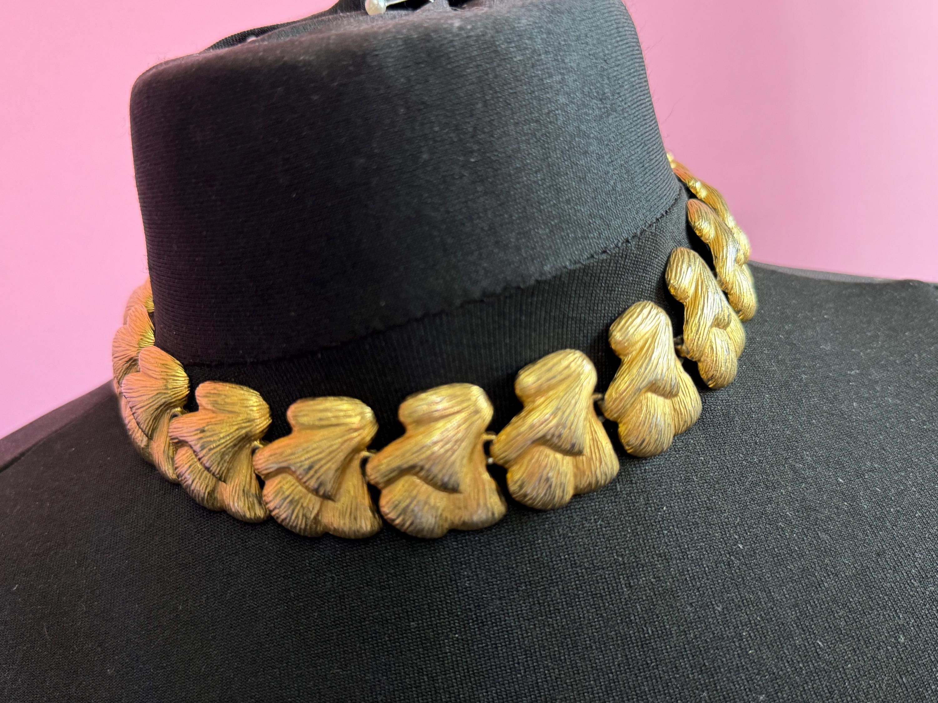 signed Piscitelli wide link chunky gold tone choker necklace 44cm
