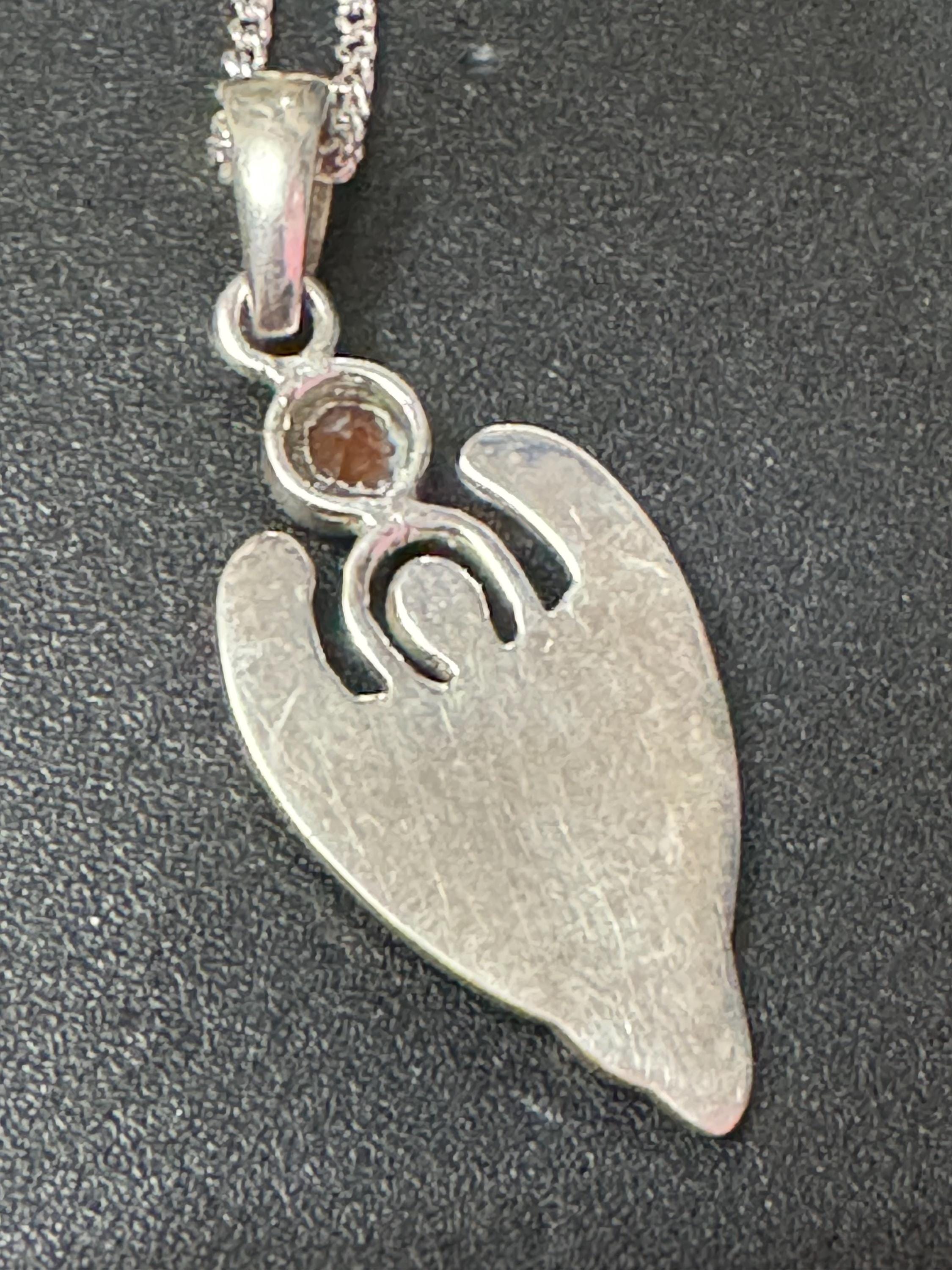 925 sterling silver Czech saphiret gemstone angel pendant and fine chain