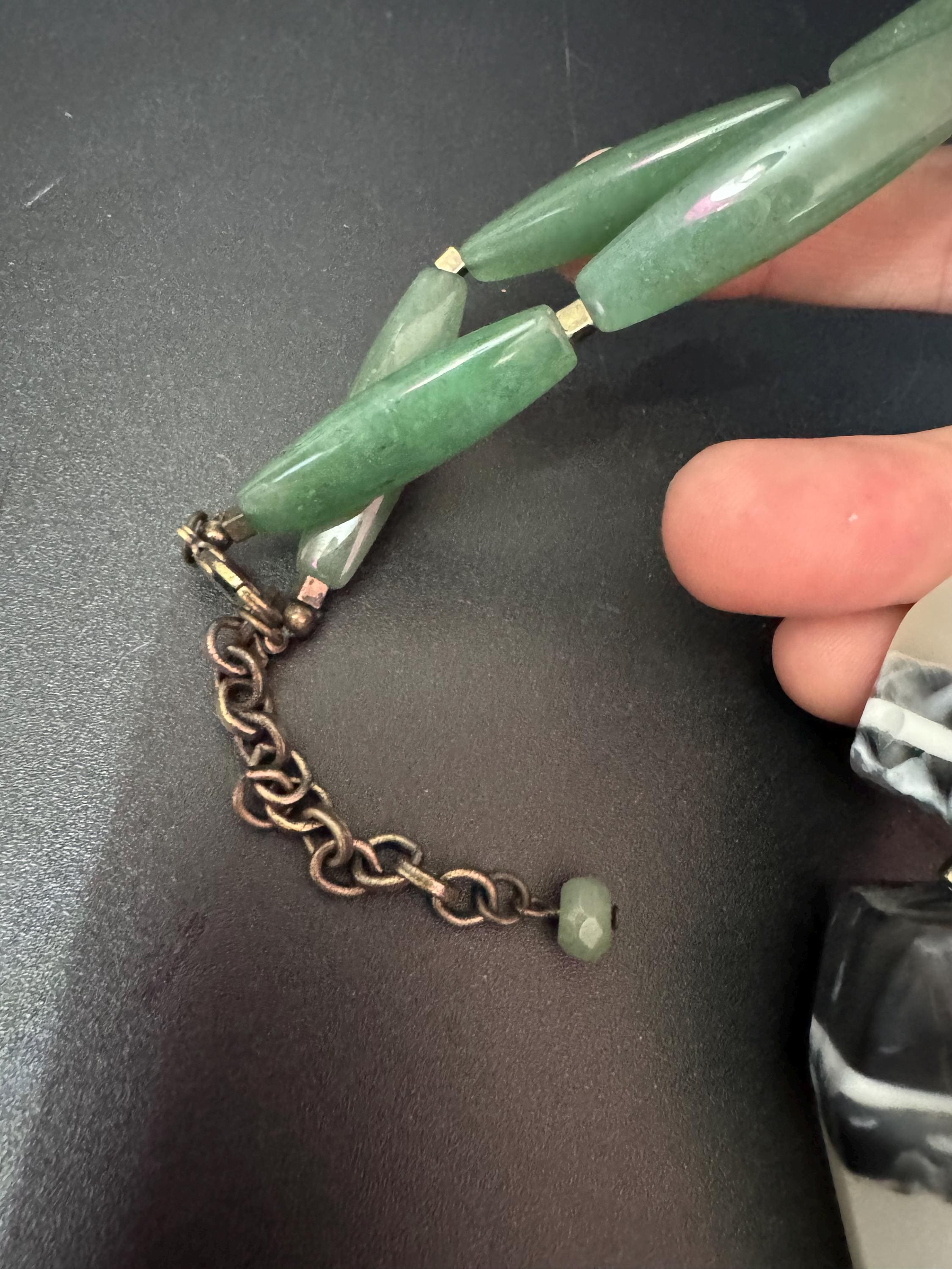 Oversized Aventurine Green gemstone and Resin Modernist chunky Statement Necklace
