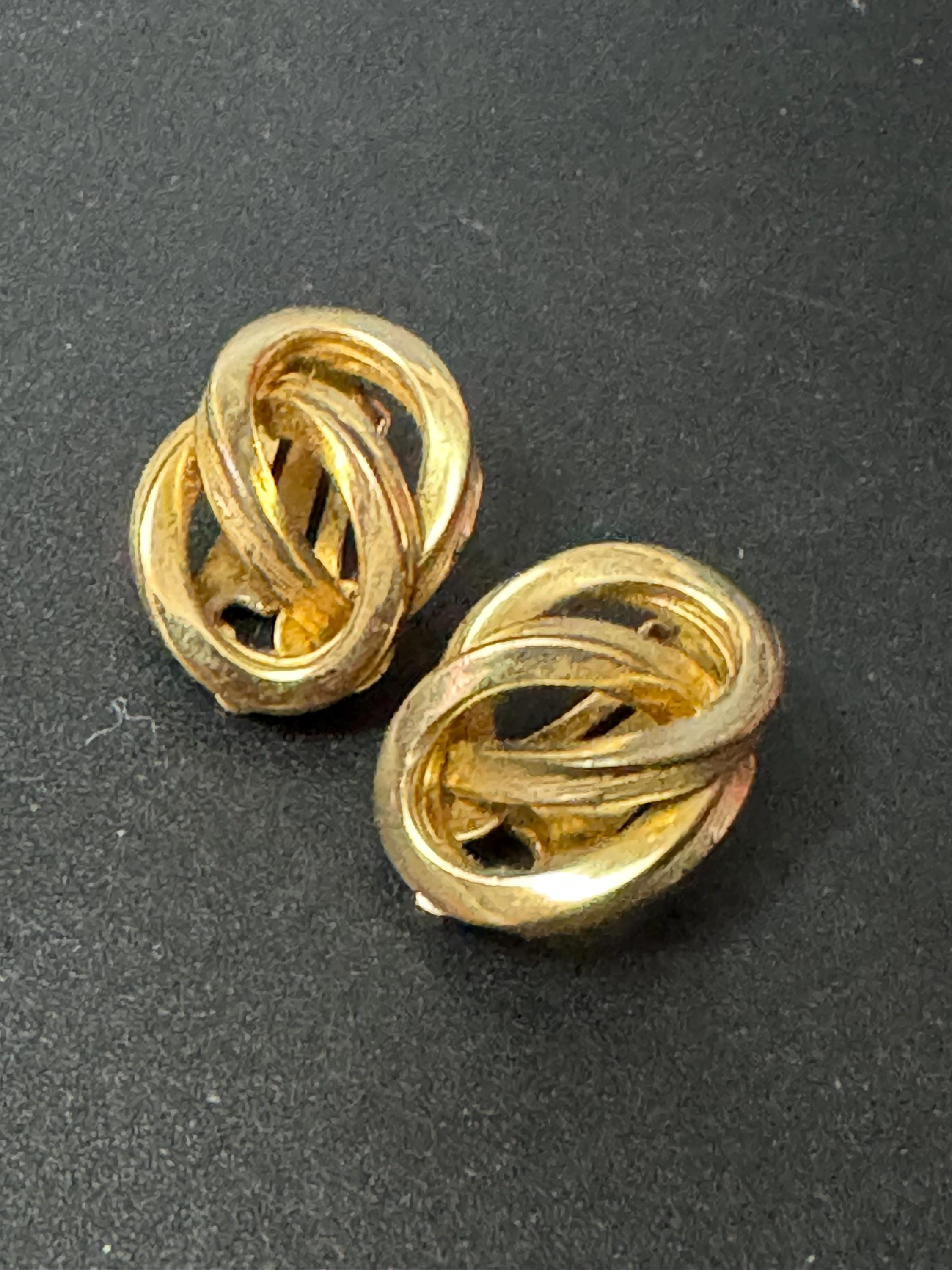 Signed GROSSE German designer gold plated classic knot clip on stud earrings Oversized