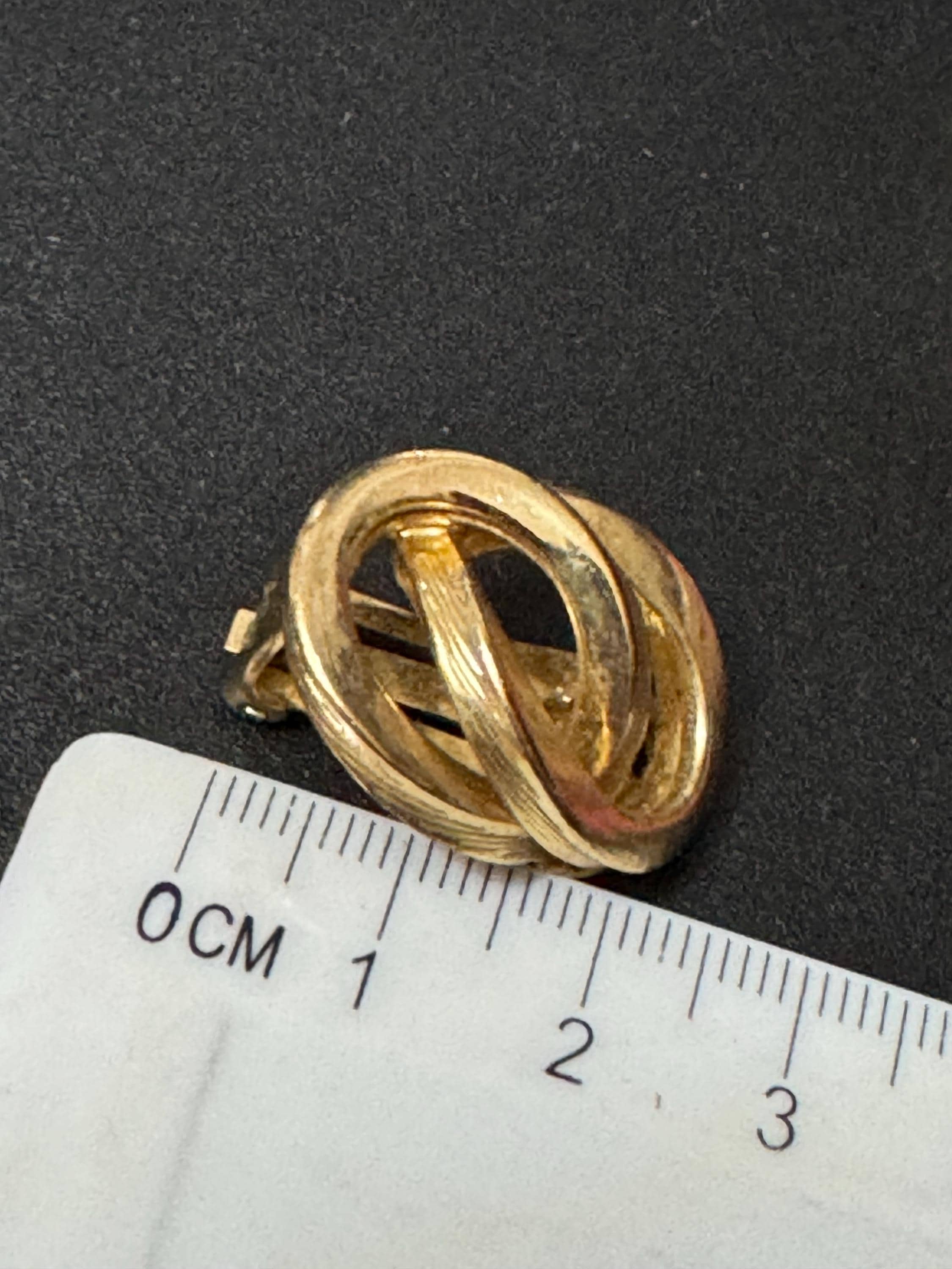 Signed GROSSE German designer gold plated classic knot clip on stud earrings Oversized