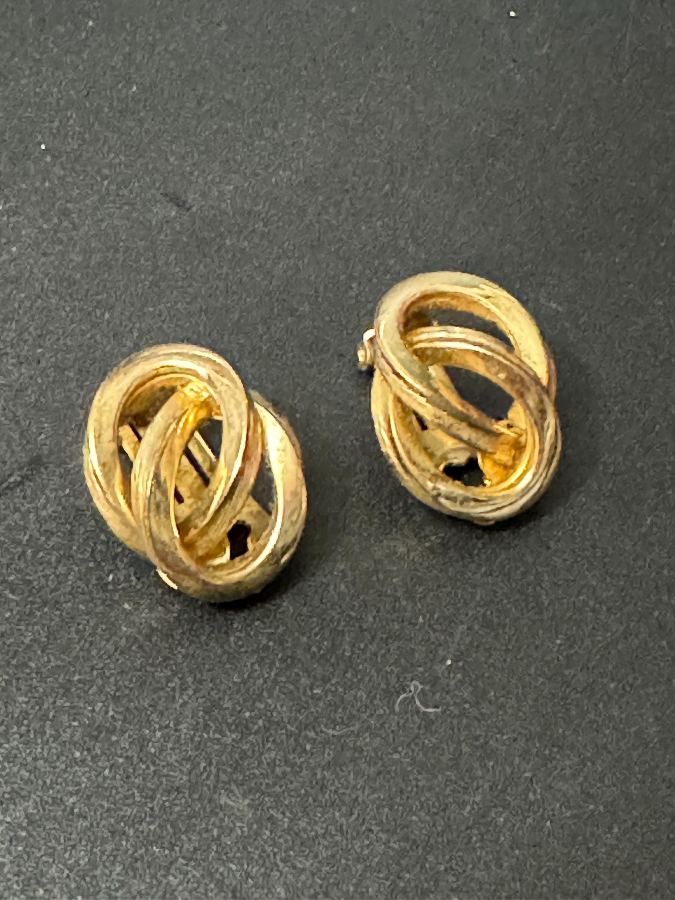 Signed GROSSE German designer gold plated classic knot clip on stud earrings Oversized