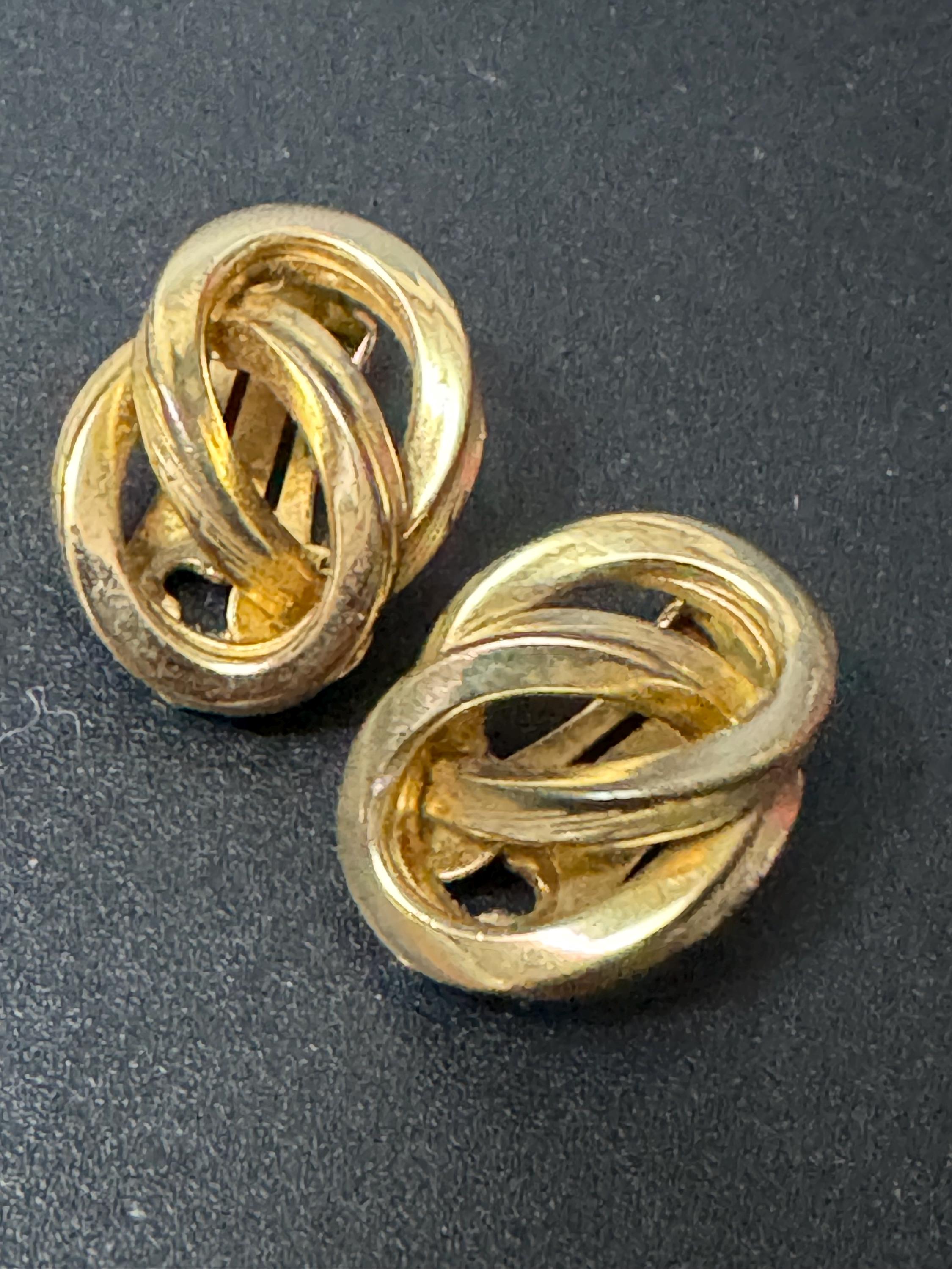 Signed GROSSE German designer gold plated classic knot clip on stud earrings Oversized