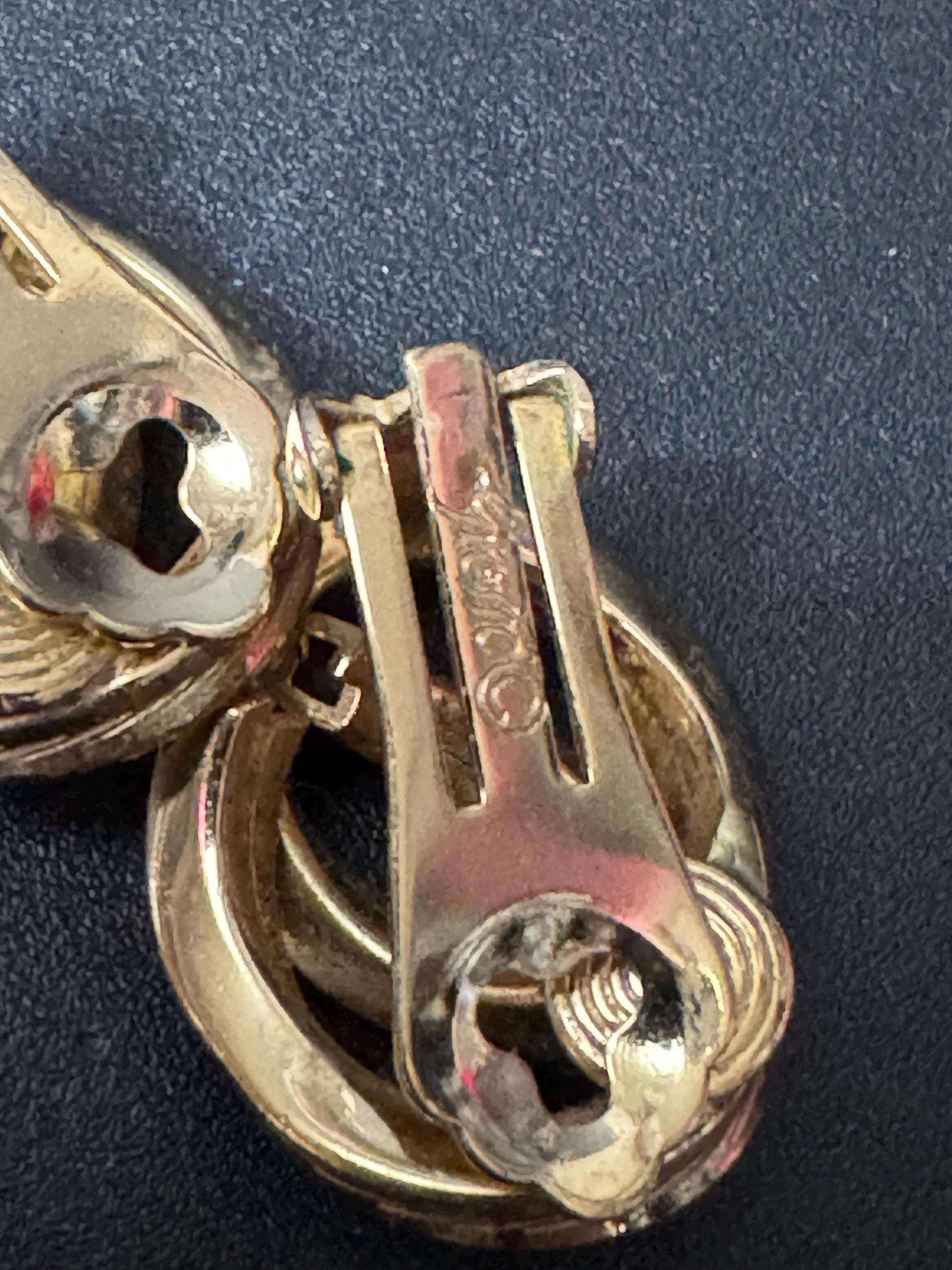 Signed GROSSE German designer gold plated classic knot clip on stud earrings Oversized