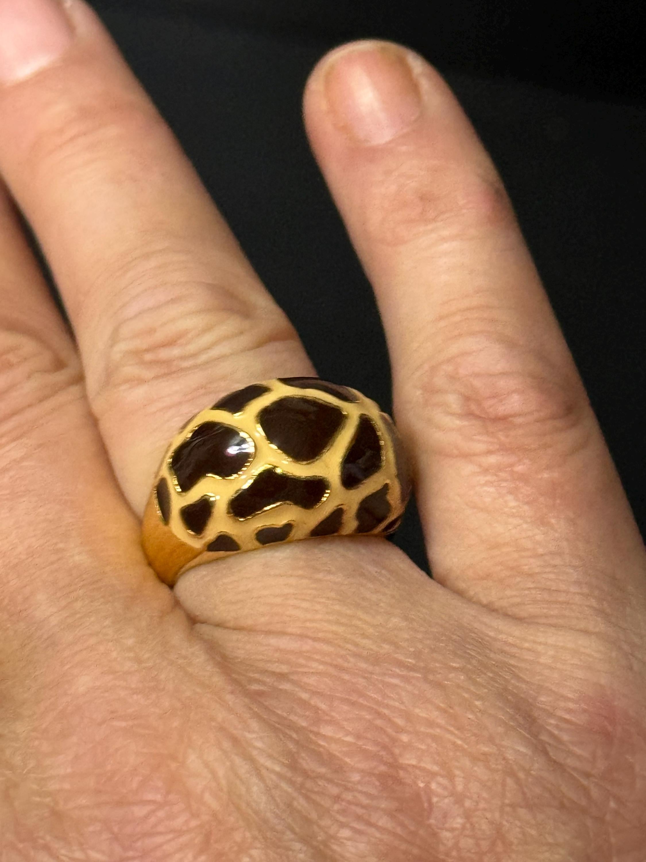 Vintage Joan rivers animal leopard print dress ring size P Q gold tone