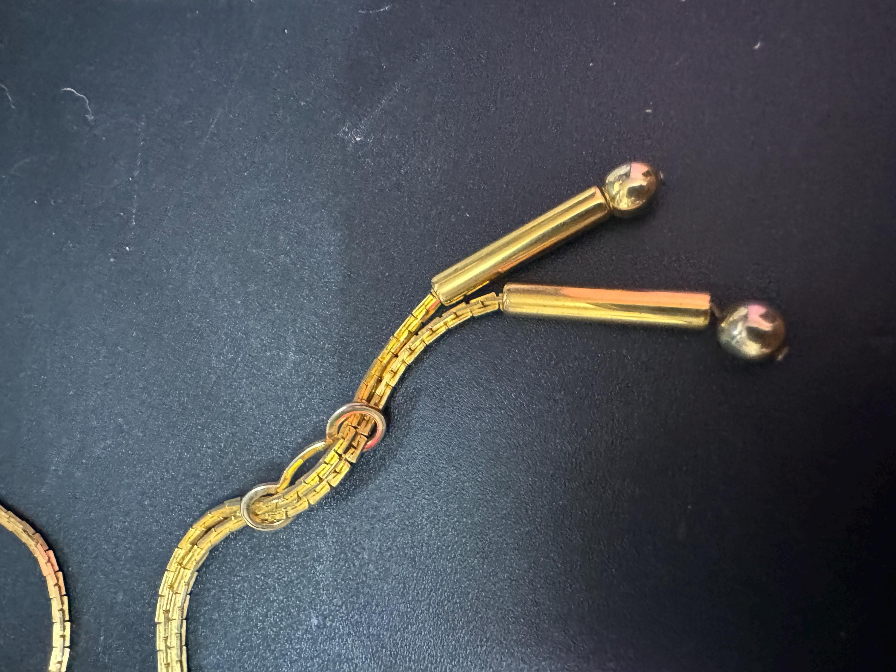 Signed YR Vintage 1970s gold tone chain negligee long drop necklace Yves Rocher
