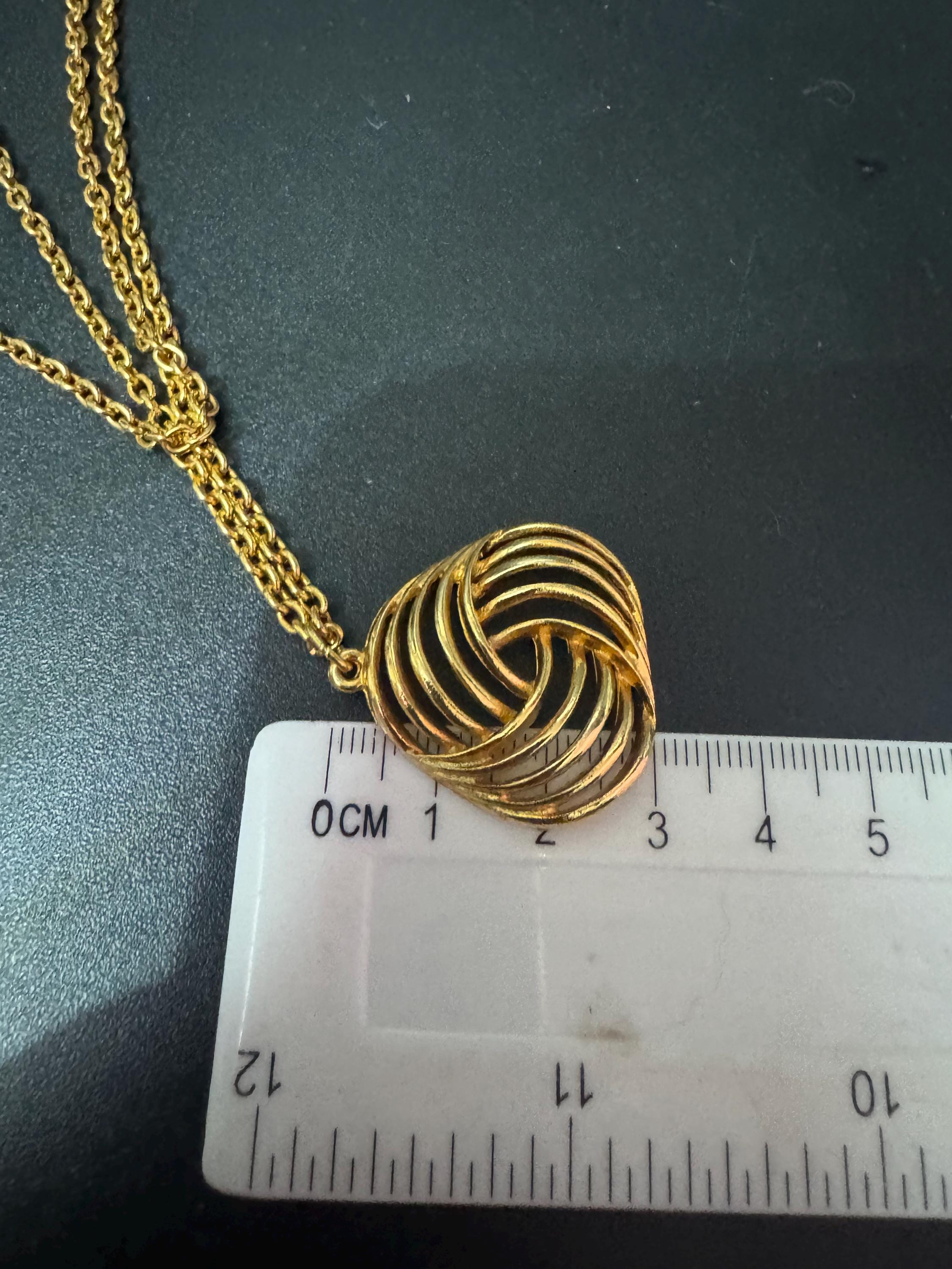 signed Coro abstract swirl gold tone pendant necklace vintage 54cm Corocraft