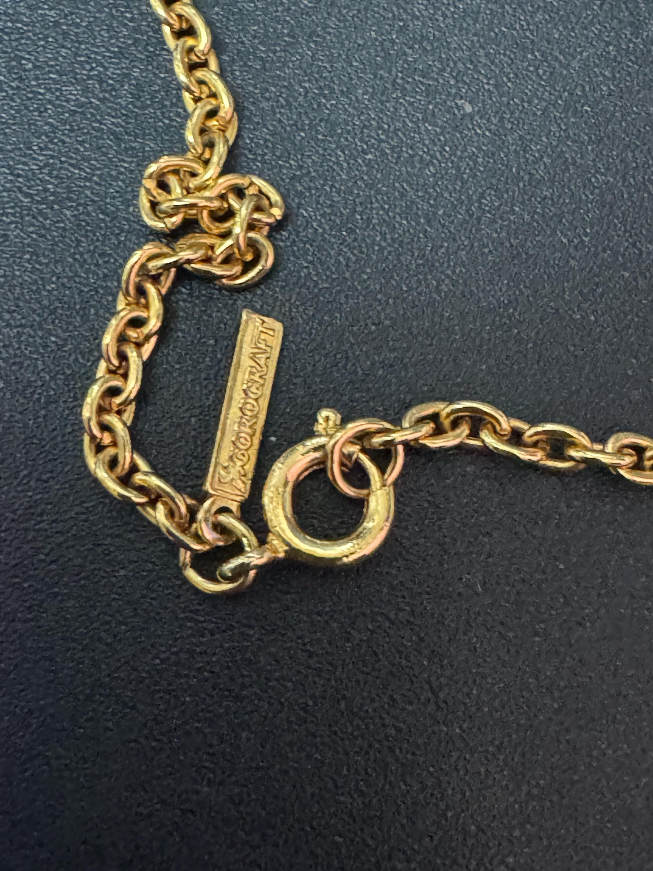 signed Coro abstract swirl gold tone pendant necklace vintage 54cm Corocraft