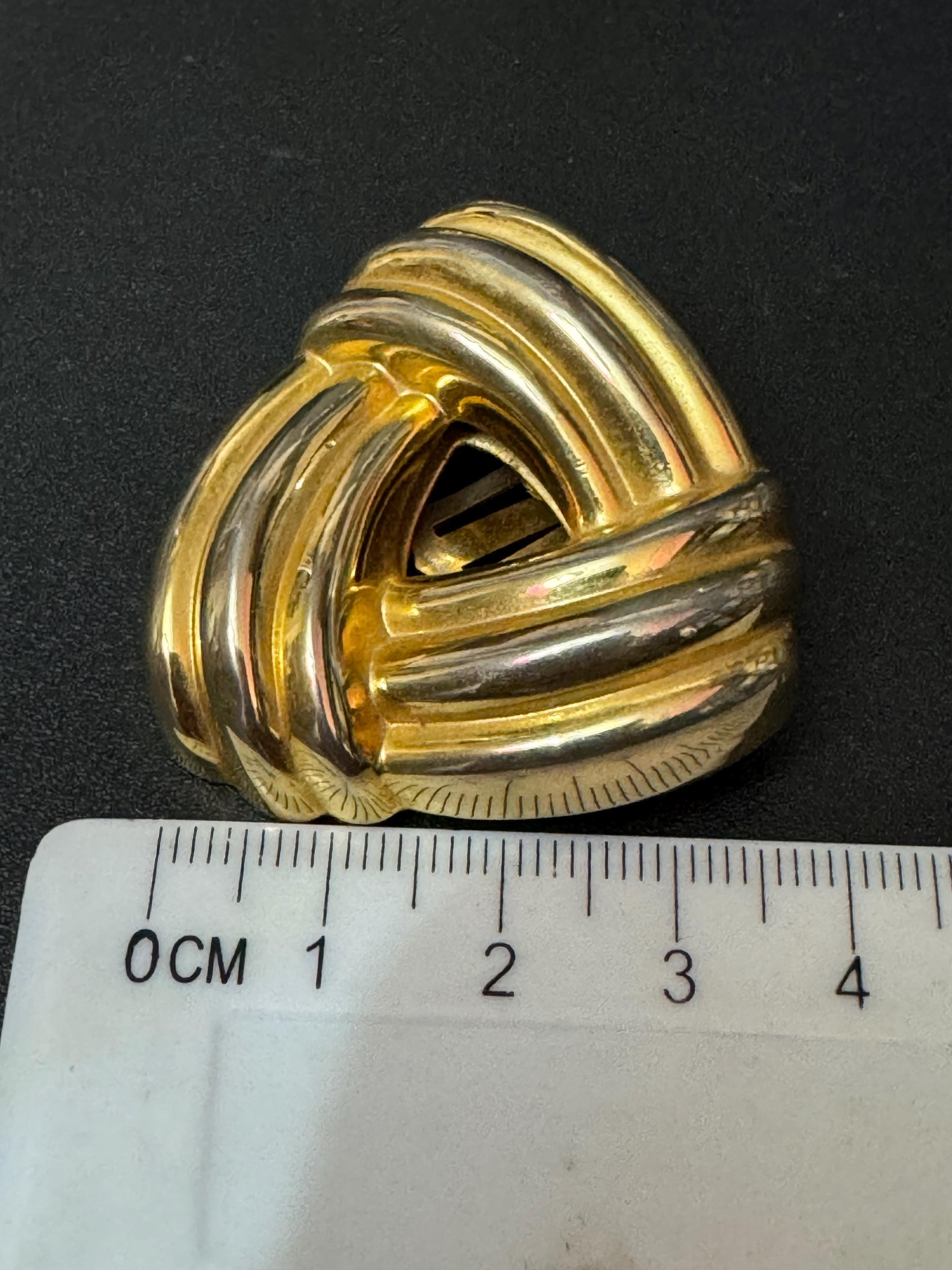 XL gold tone clip on Triangular button stud tube earrings 1980s