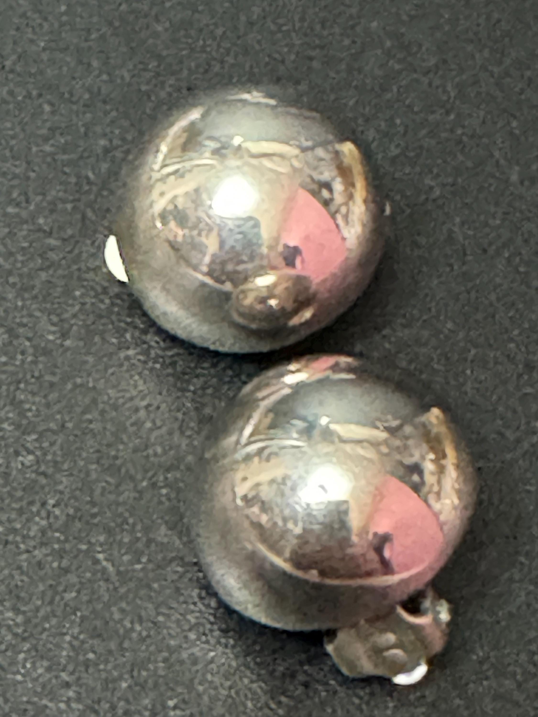 Small Vintage 925 domed sterling silver clip on earrings 1.5cm