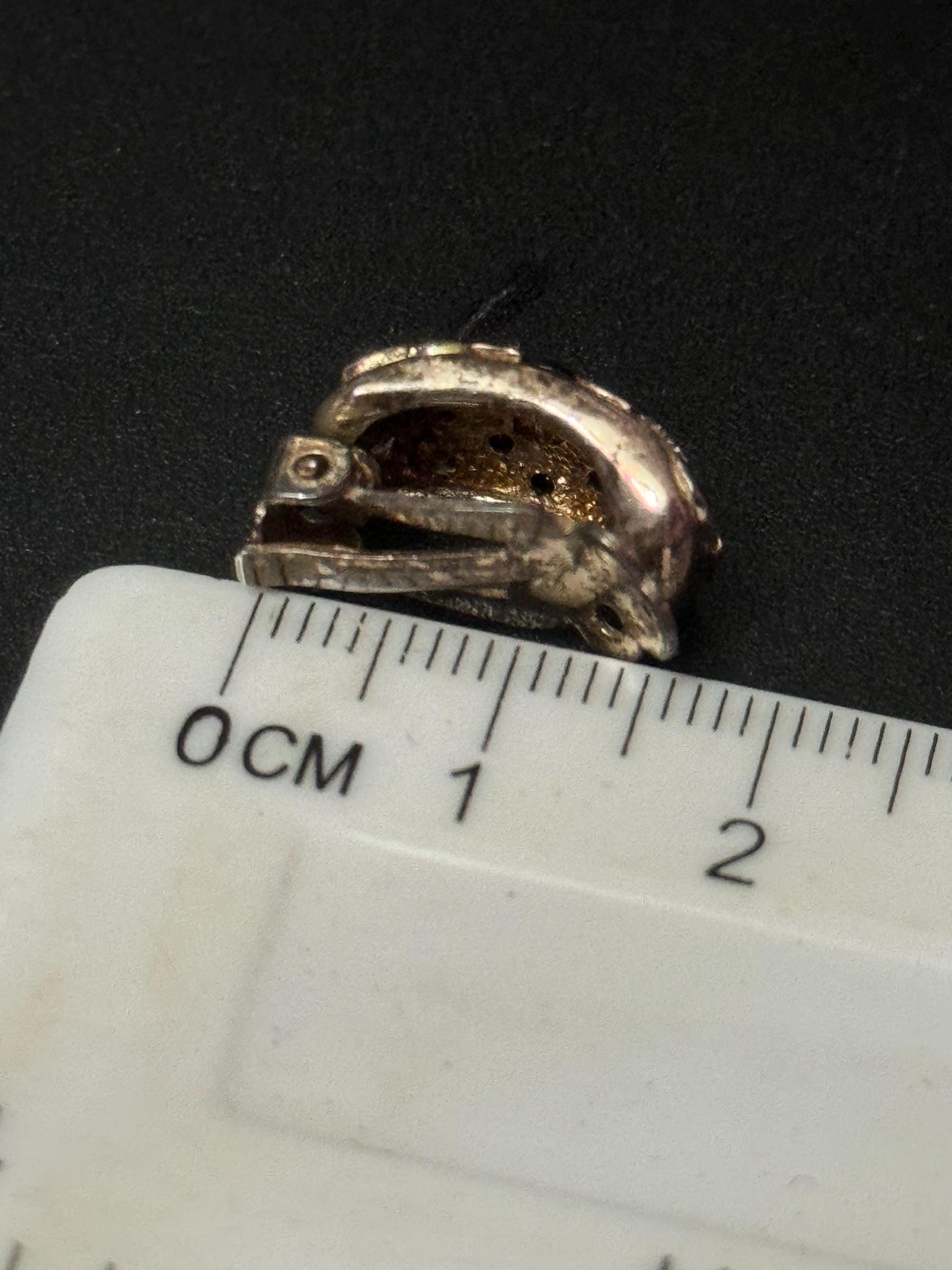 Vintage black Diamanté Clip On Earrings: Sterling Silver Crystal, Elegant Design