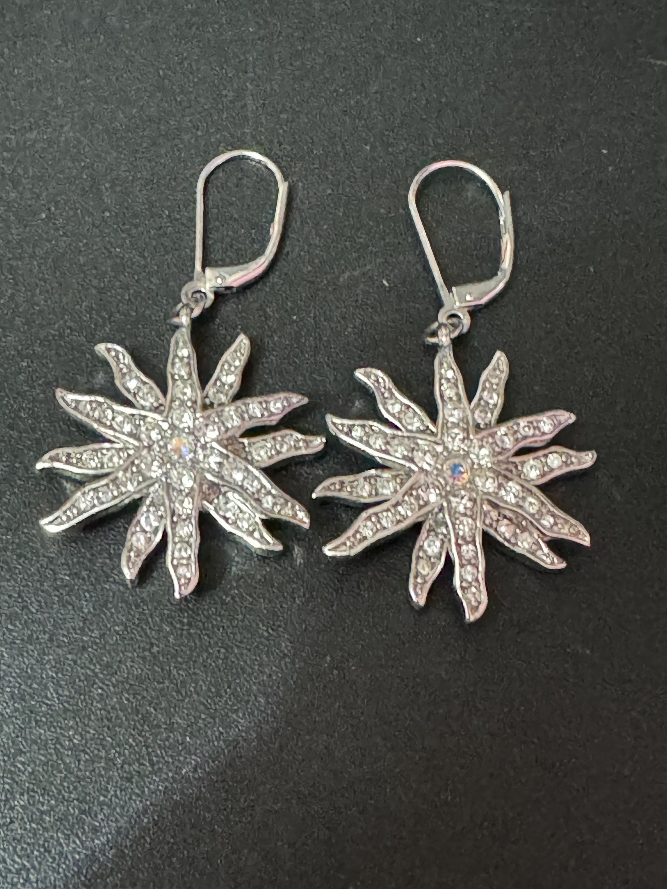 Signed Kirk’s Folly diamanté double star Crystal level back earrings for pierced ears qvc